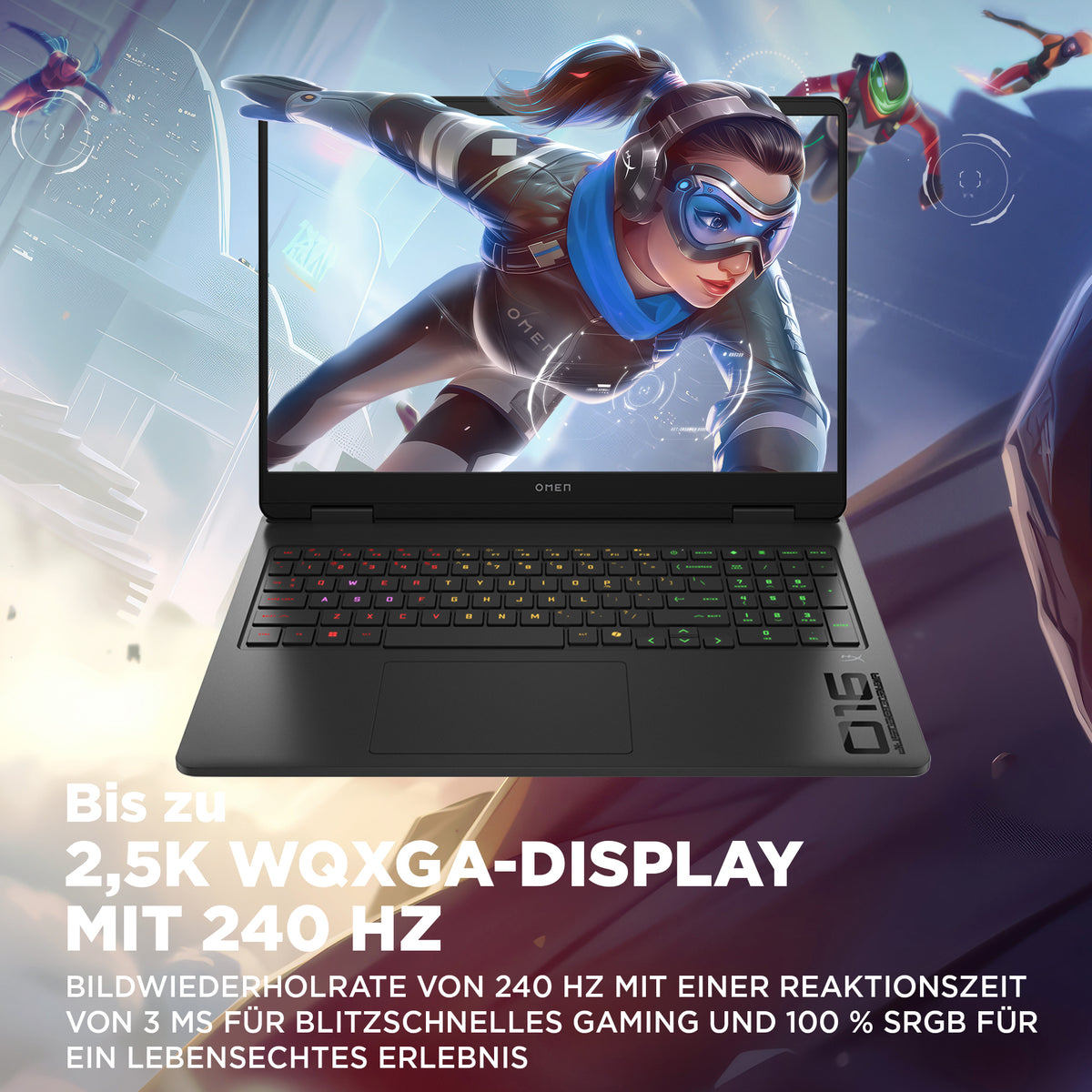 HP OMEN Gaming 16, Intel Core Ultra 7 255H, 16" 2K (1920 x 1200) 165Hz, NVIDIA GeForce RTX 5070, Deutsches Tastatur, Windows 11 Home, Shadow Black