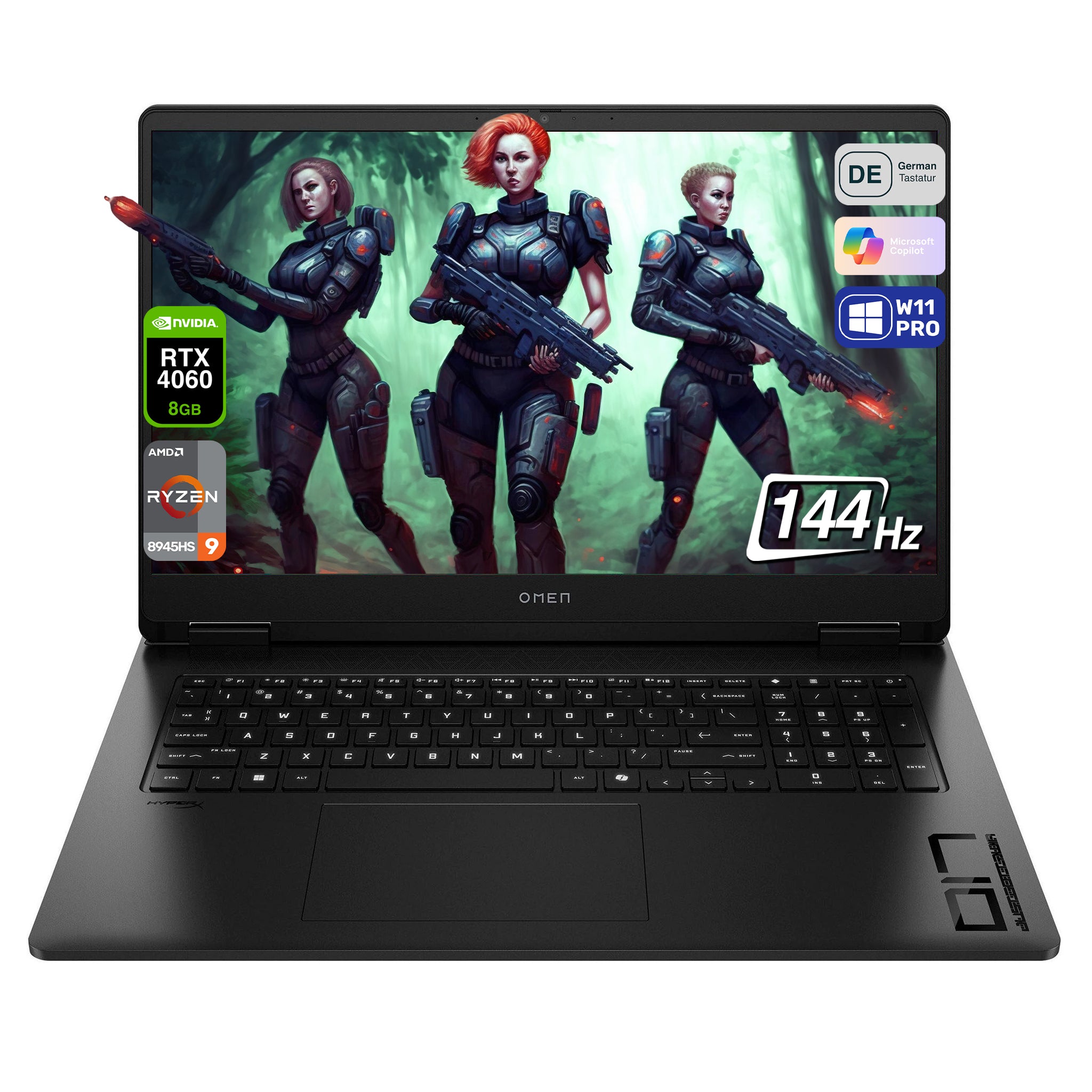 HP Omen 17 Gaming Laptop, Ryzen 9-8945HS 17.3" FHD IPS 144 Hz, RTX 4060