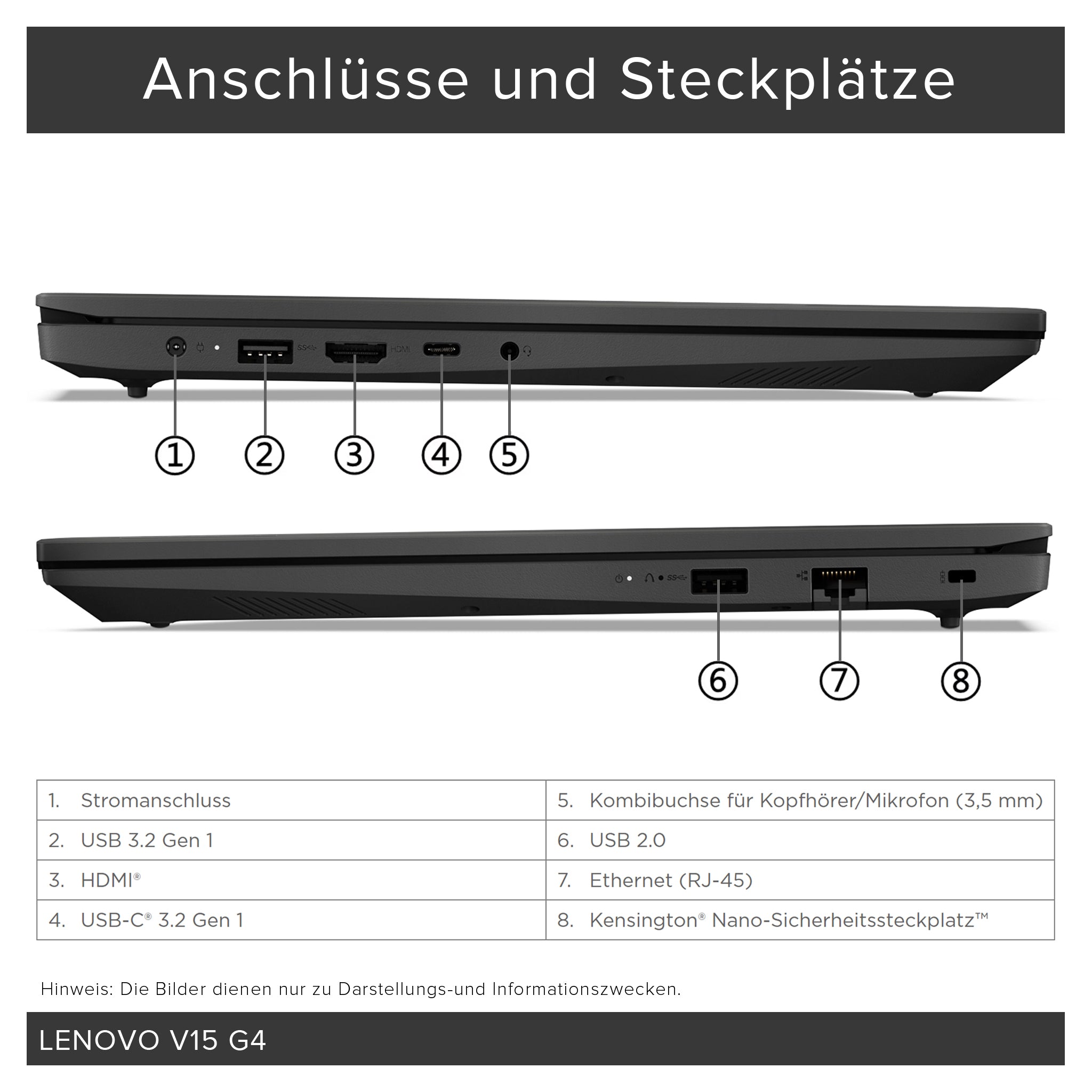 Lenovo V15 Laptop, i5-12500H, 15.6" FHD, QWERTZ Tastatur, W11Home, Schwarz