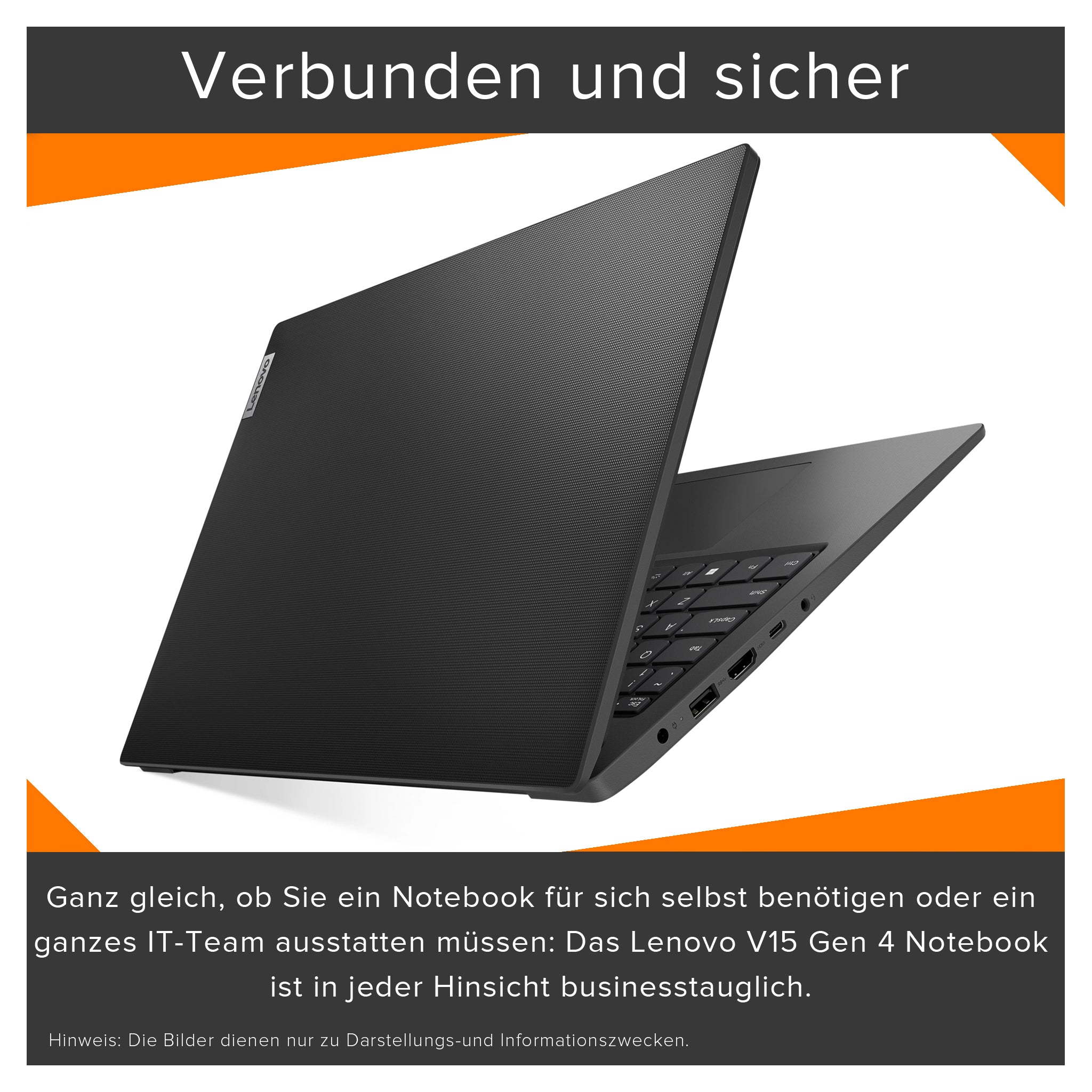 Lenovo V15 Laptop, i5-12500H, 15.6" FHD, QWERTZ Tastatur, W11Home, Schwarz