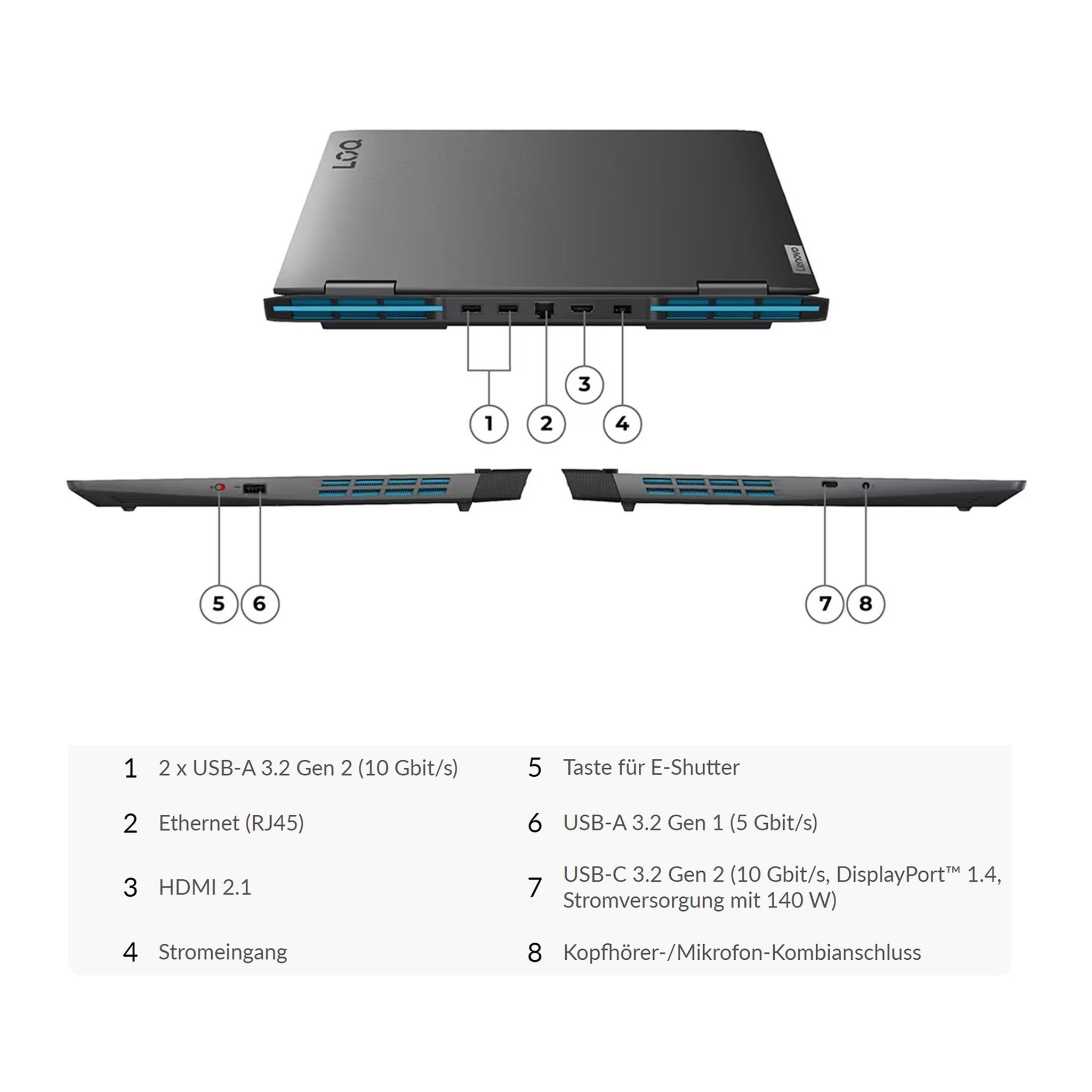 Lenovo LOQ Laptop, 16" WQXGA, Ryzen 7 7840HS, RTX4060, QWERTZ, W11Home (Gebraucht-Wie Neu)
