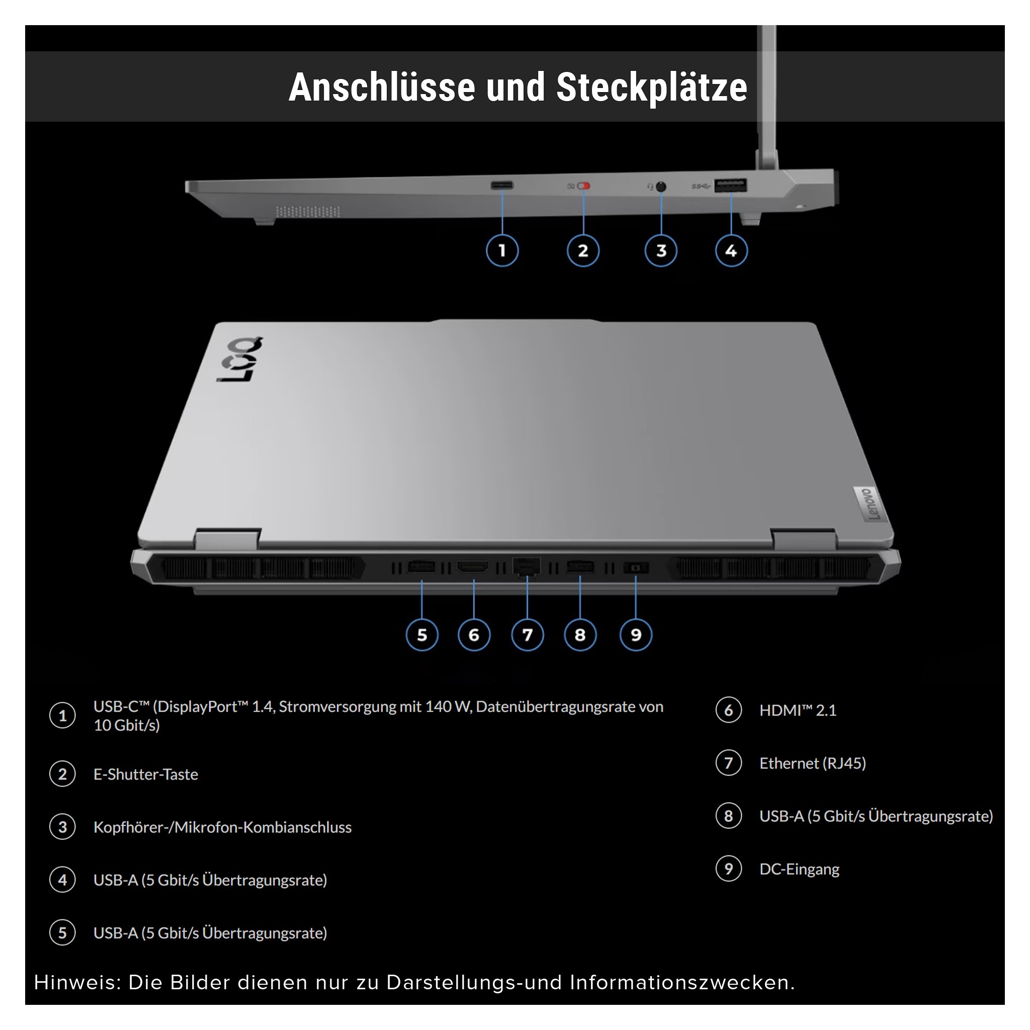 Lenovo LOQ 15IRX10 Gaming Laptop, Core i7-13650HX, 15.6" WQHD, RTX 5070, Deutsches Tastatur-Layout, W11 Home