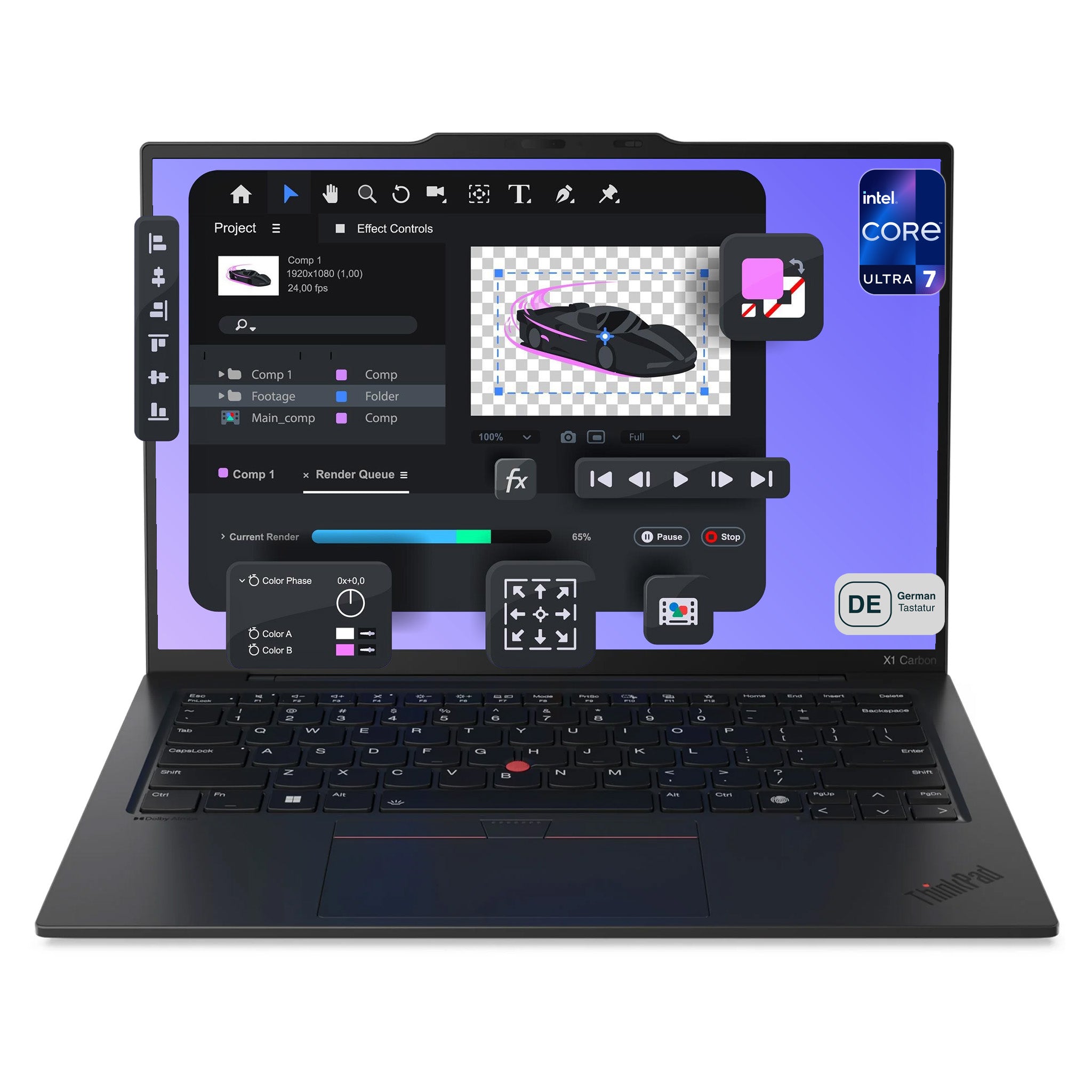 Lenovo ThinkPad X1 Carbon Gen 12 Laptop, Core Ultra 7-155H, 14" WUXGA (1920x1200) ARC Graphics, Deutsches Tastatur-Layout ,W11 Home