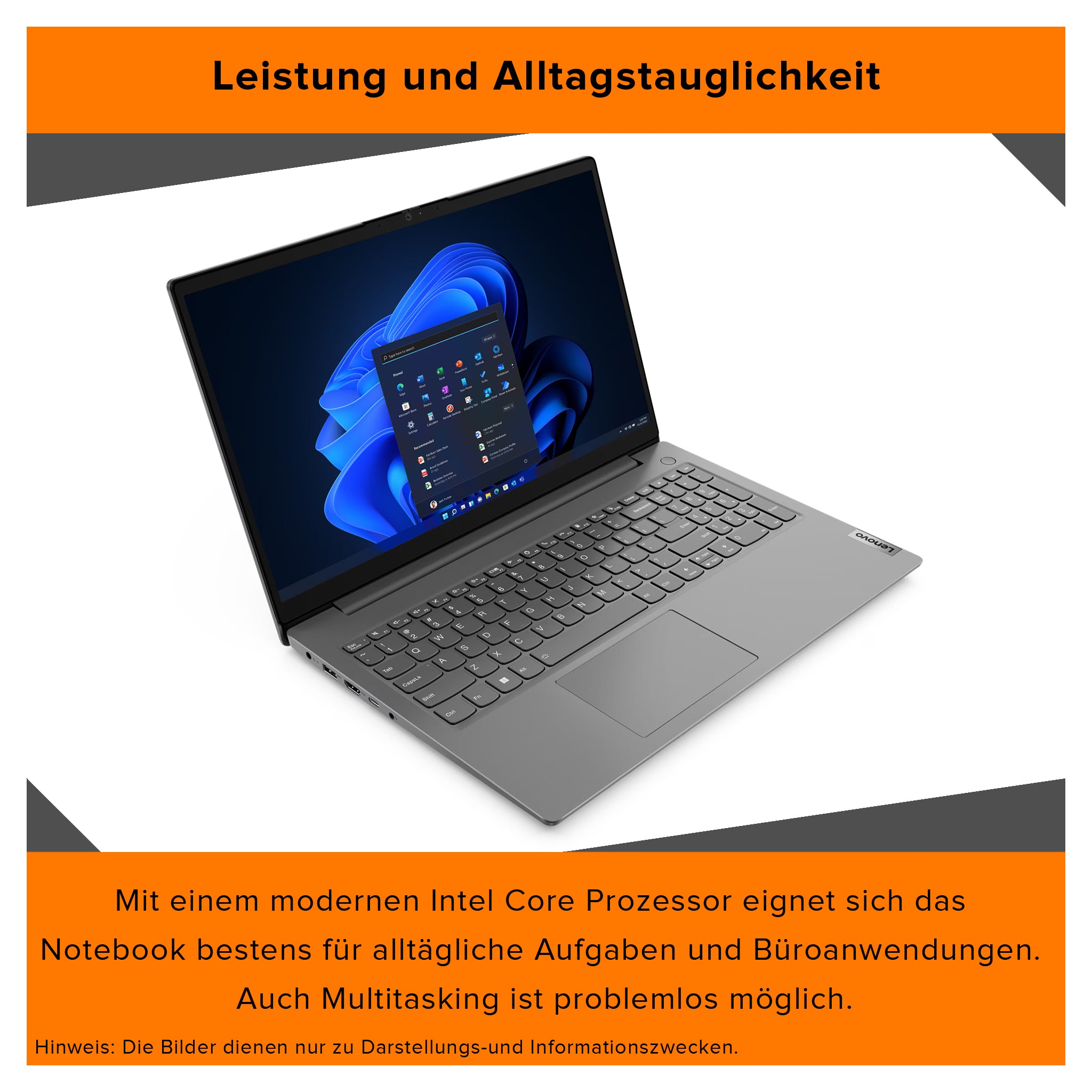 Lenovo V15 G4 IRU Laptop, Intel Core i5-13420H, 15.6" FHD, Intel UHD  QWERTZ  FreeDos,