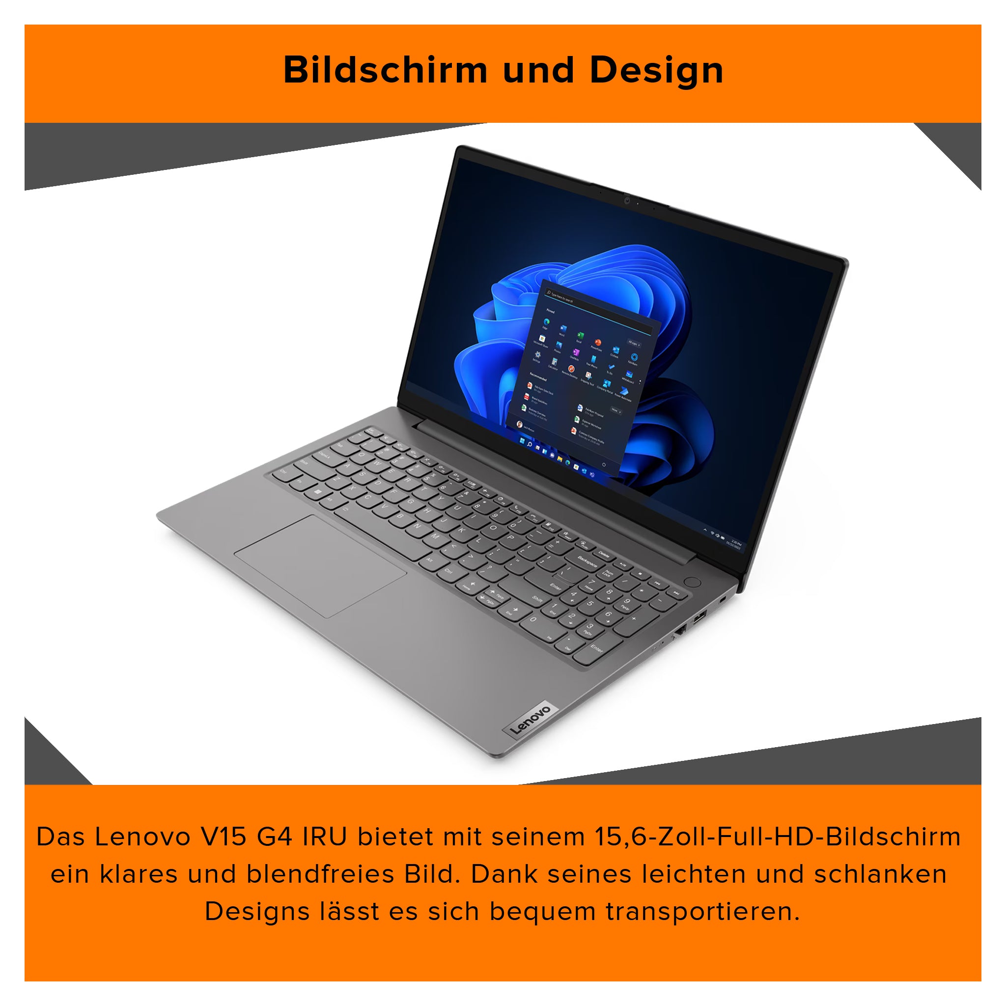 Lenovo V15 G4 IRU Laptop, Intel Core i5-13420H, 15.6" FHD, Intel UHD  QWERTZ  FreeDos,