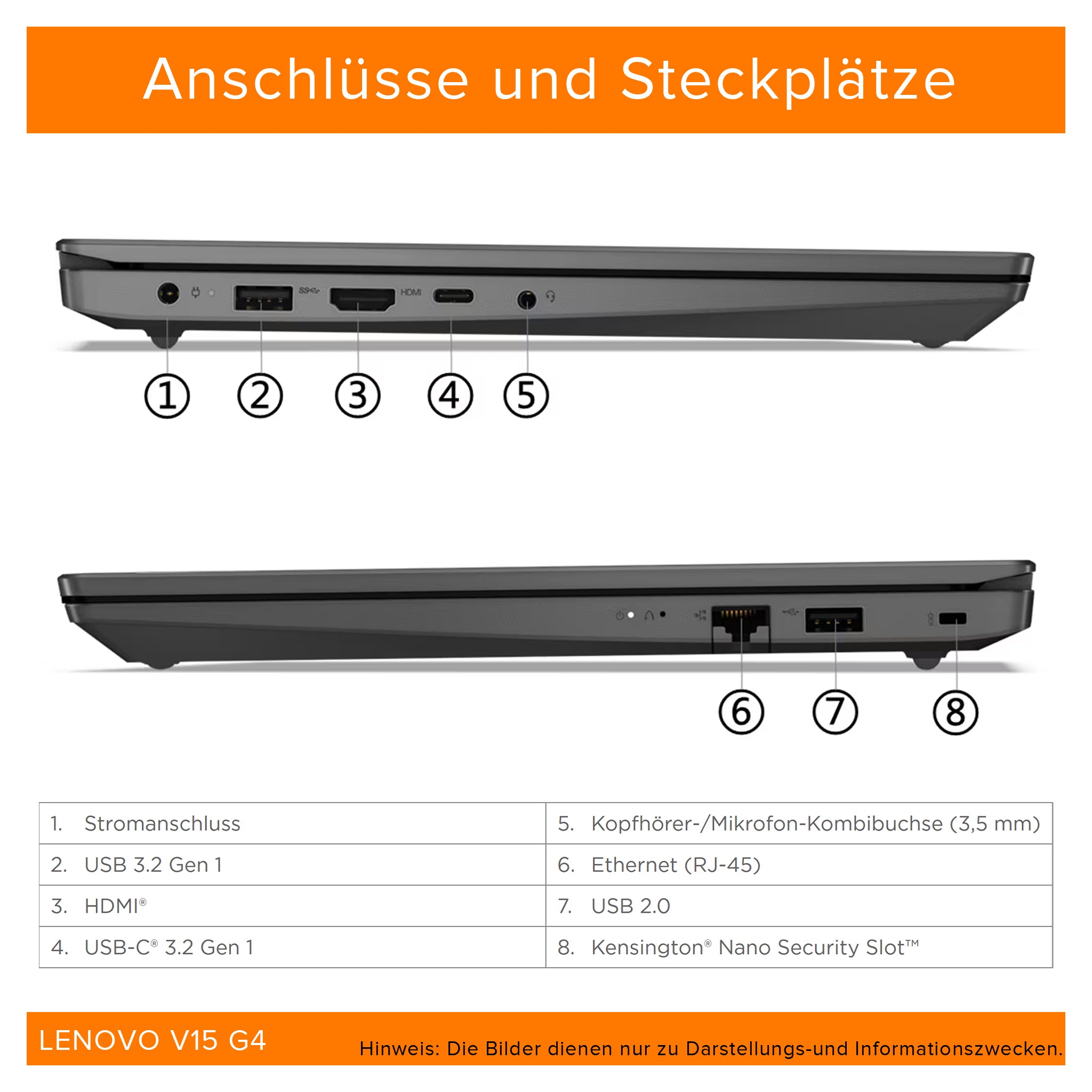 Lenovo V15 G4 IRU Laptop, Intel Core i5-13420H, 15.6" FHD, Intel UHD  QWERTZ  FreeDos,