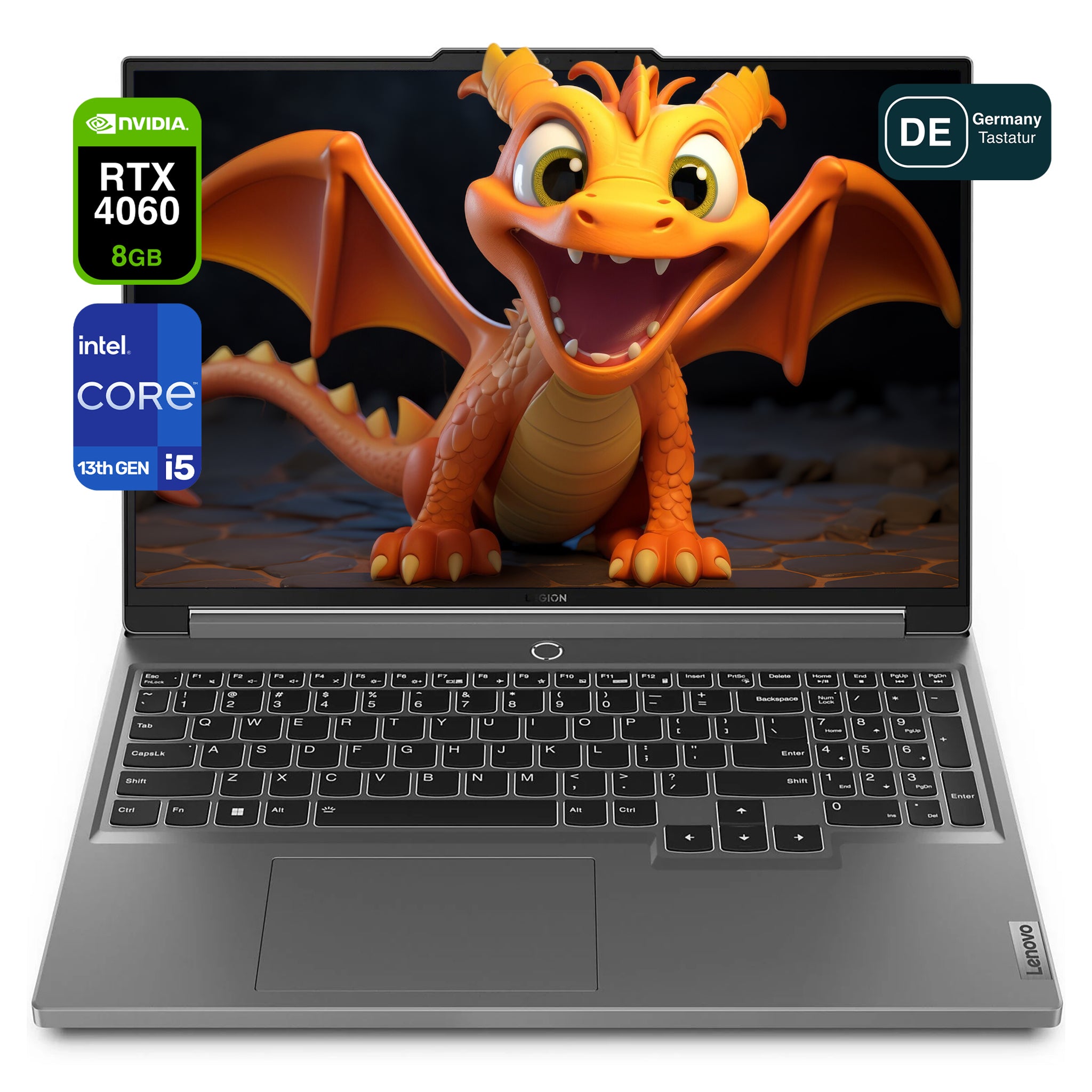 Lenovo Legion 5 Gaming Laptop, i5-13450HX, 16" WQXGA, QWERTZ, W11Home