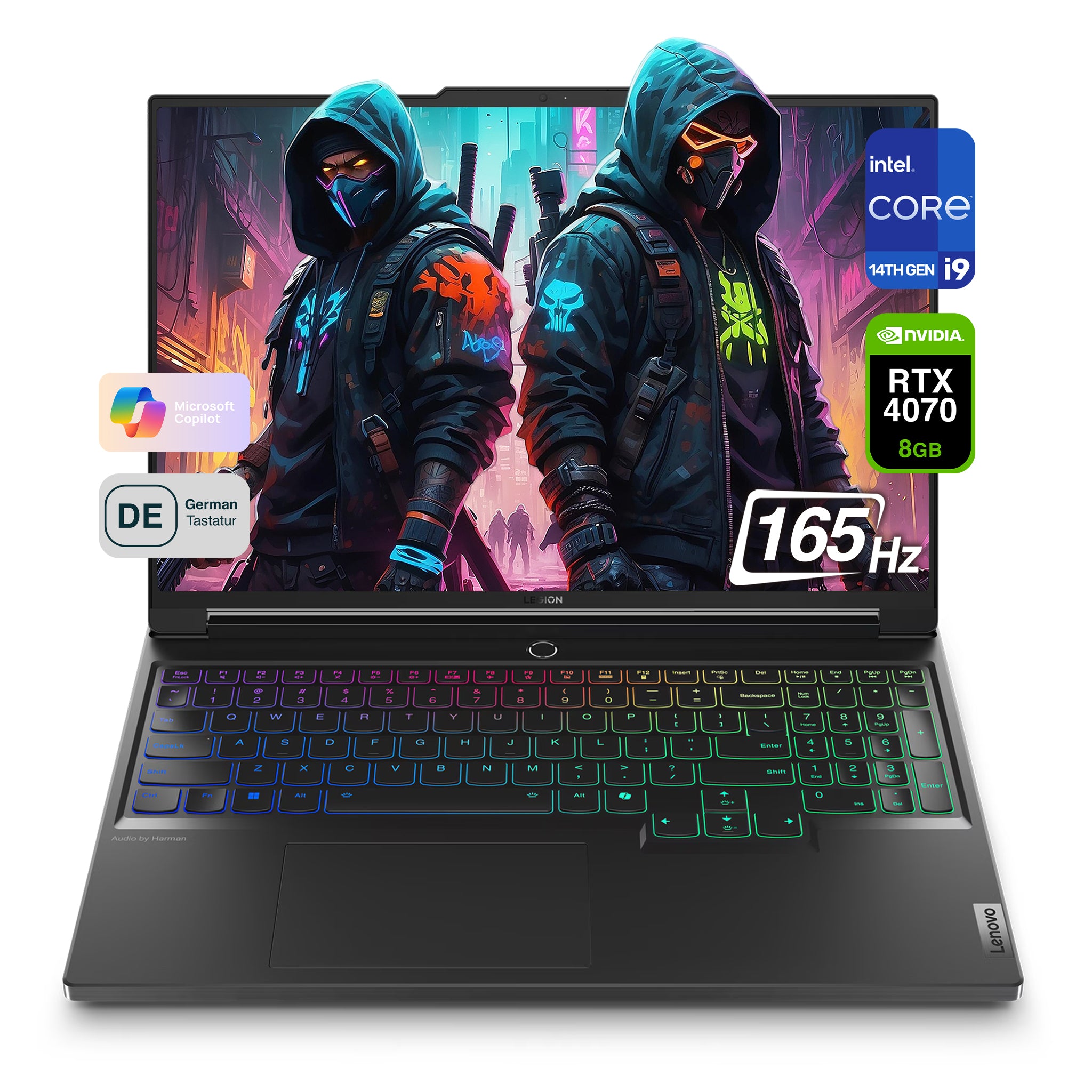 Lenovo Legion 7i Gaming Laptop, Intel Core i9-14900HX, 32 GB DDR5 RAM, 1 TB PCIe SSD, 16" 3.2K Display 165Hz, Nvidia GeForce RTX 4070, QWERTZ Tastatur, Windows 11 Pro, Eclipse Black, AI Chip LA1 ,(Verpackung beschädigt, Gebraucht-Wie Neu)