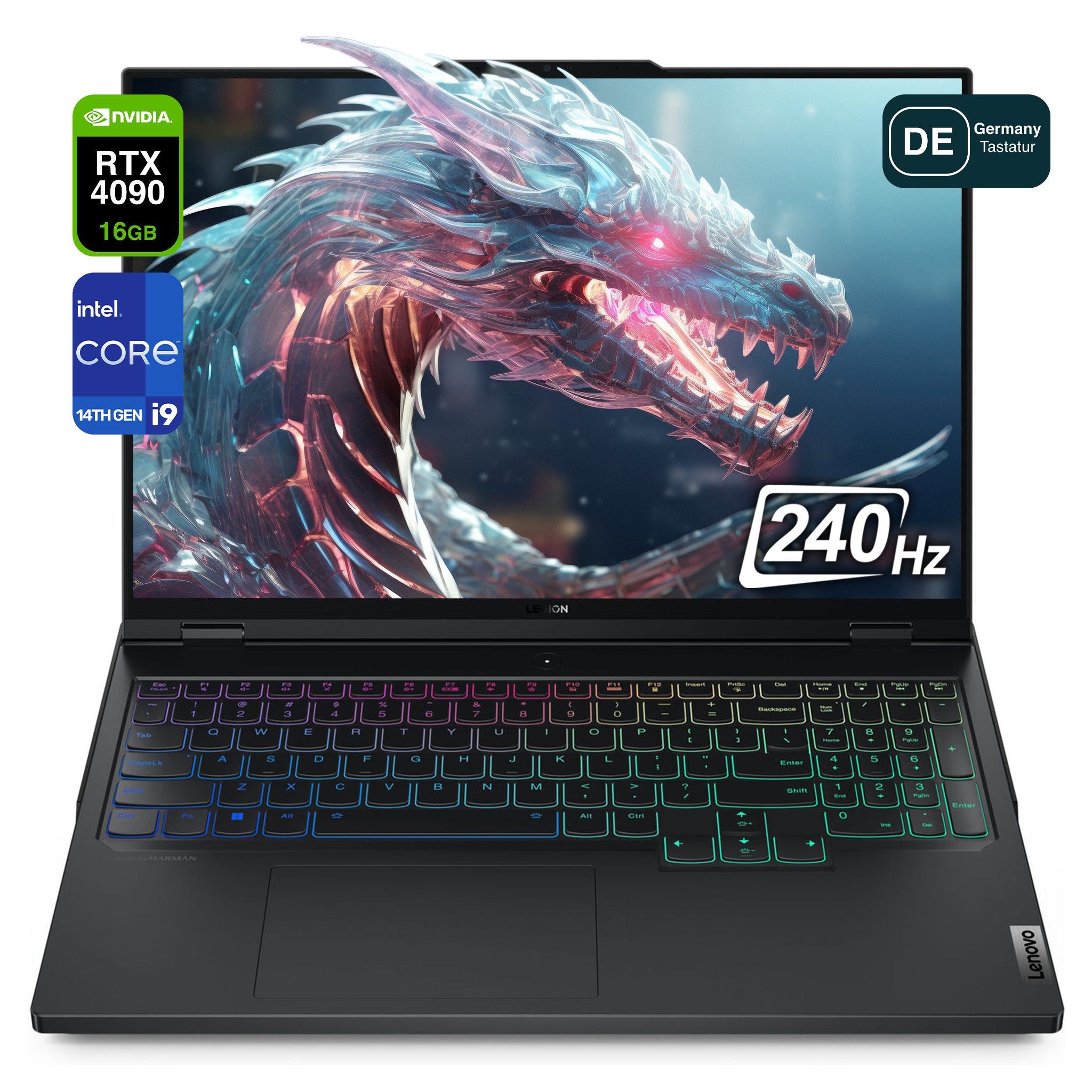 Lenovo Legion Pro 7i Gaming Laptop, i9-14900HX, 16" WQXGA, RTX4090, RGB QWERTZ, W11Pro