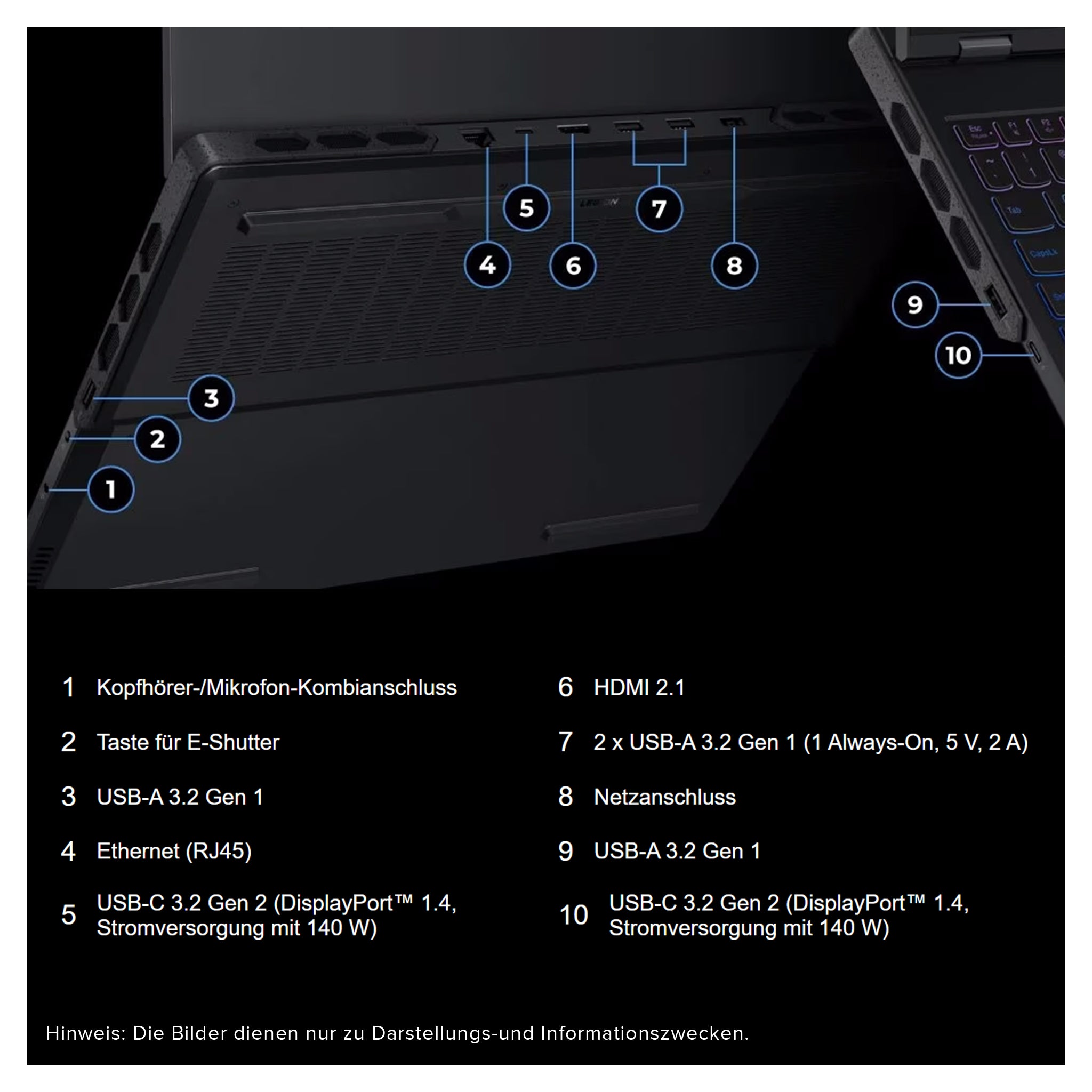 Lenovo Legion Pro 7i Gaming Laptop, i9-14900HX, 16" WQXGA, RTX4080, RGB QWERTZ, W11Pro