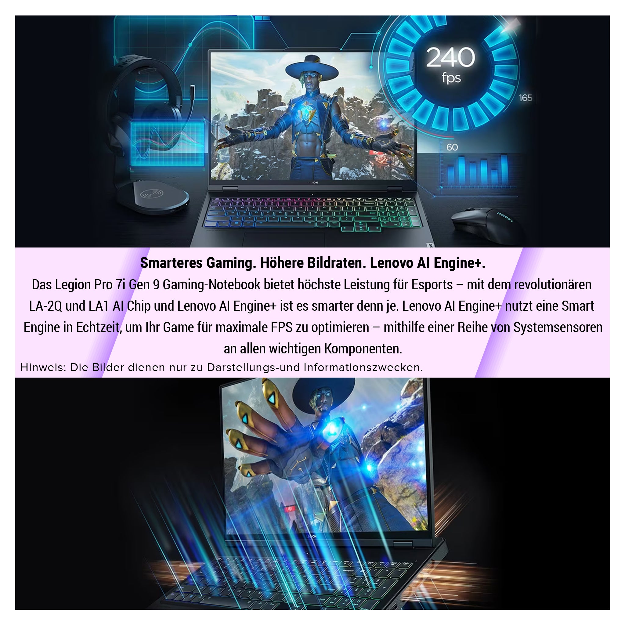 Lenovo Legion Pro 7i Gaming Laptop, i9-14900HX, 16" WQXGA, RTX4080, RGB QWERTZ, W11Pro