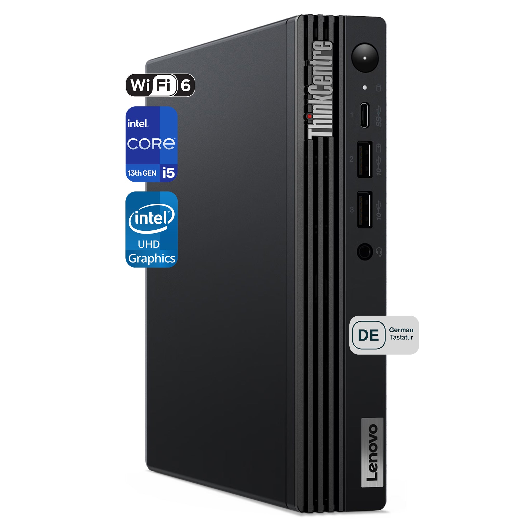 Lenovo ThinkCentre M70q Tiny Mini PC, i5-13400T, W11Pro, Tastatur + Maus