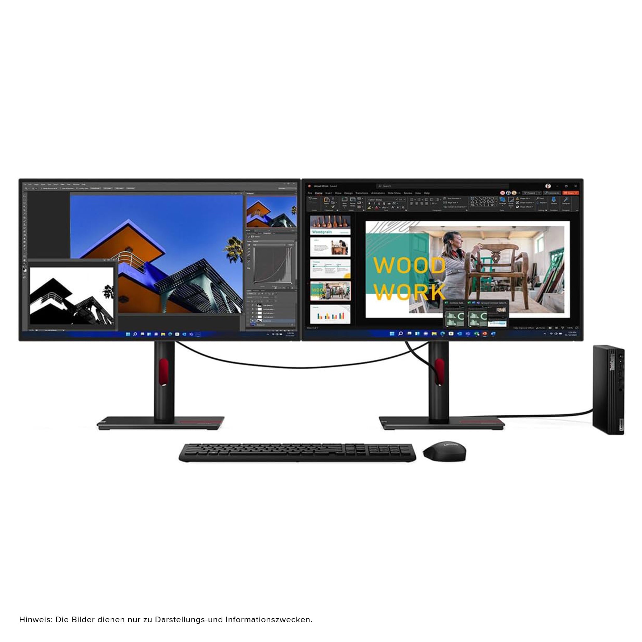 Lenovo ThinkCentre M70q Tiny Mini PC, i5-13400T, W11Pro, Tastatur + Maus