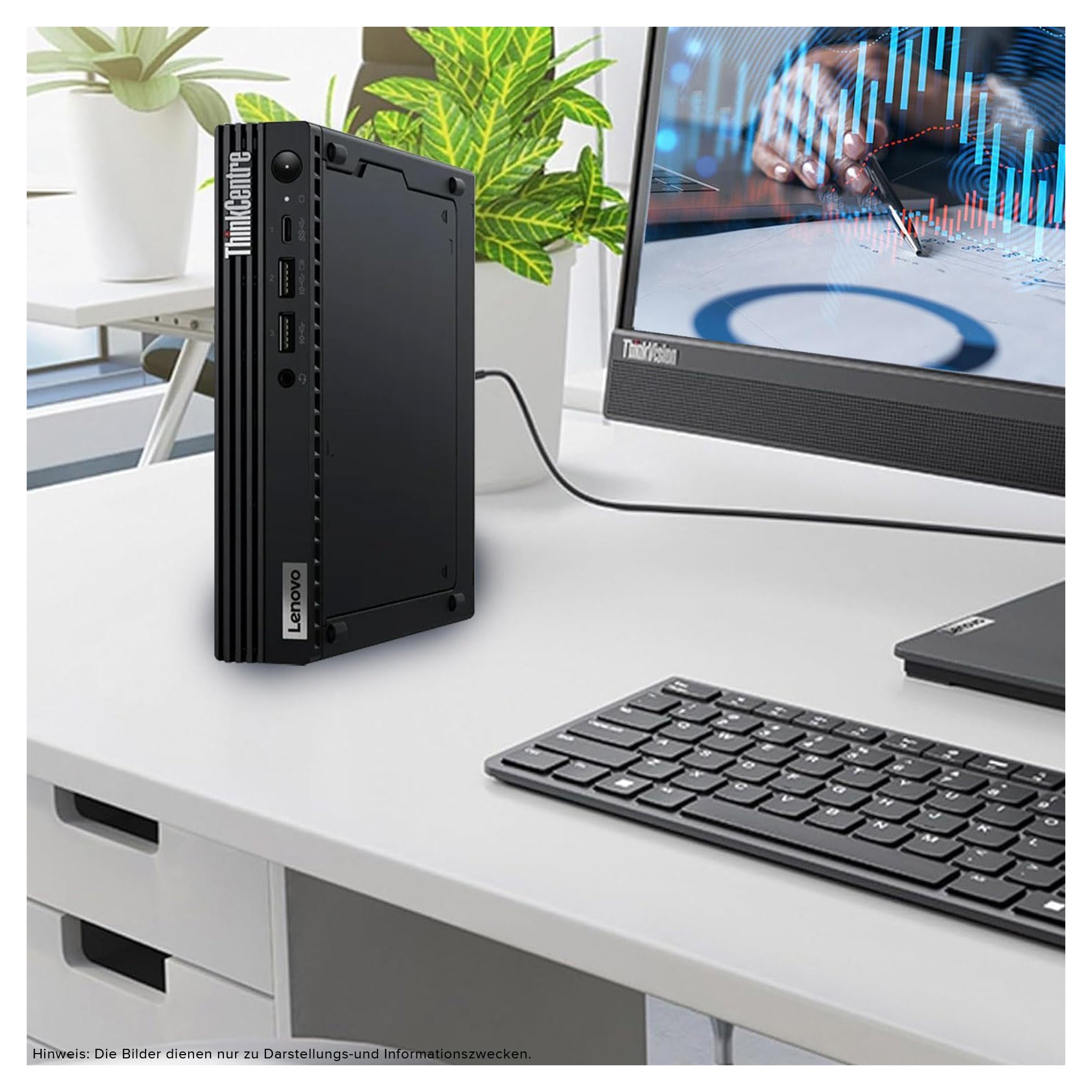 Lenovo ThinkCentre M70q Tiny Mini PC, i5-13400T, W11Pro, Tastatur + Maus