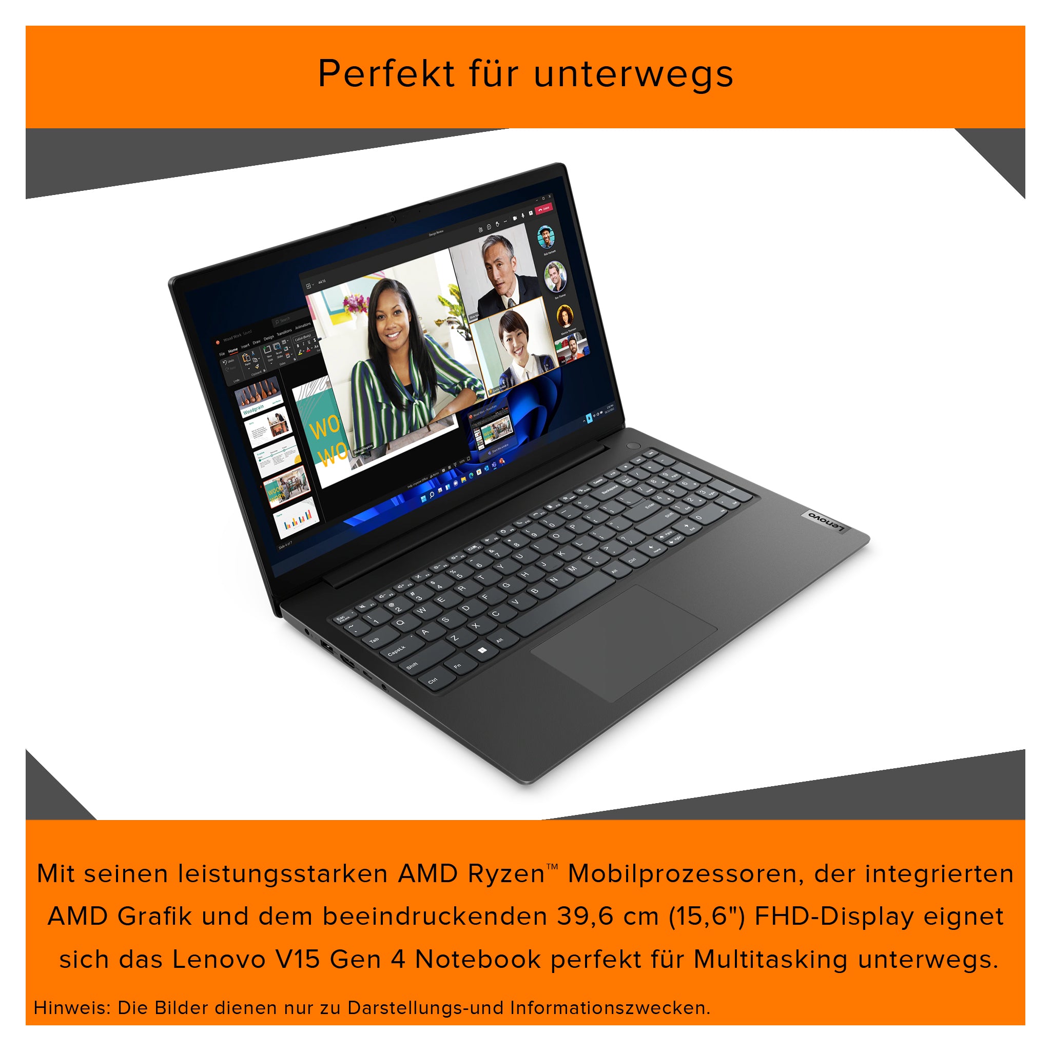 Lenovo V15 G4 Laptop, Ryzen 5 7520U, 15.6" FHD, QWERTZ