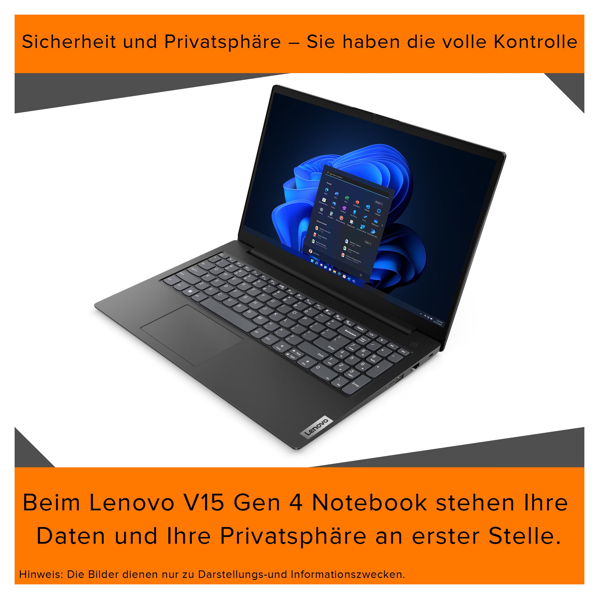 Lenovo V15 G4 Laptop, Ryzen 5 7520U, 15.6" FHD, QWERTZ