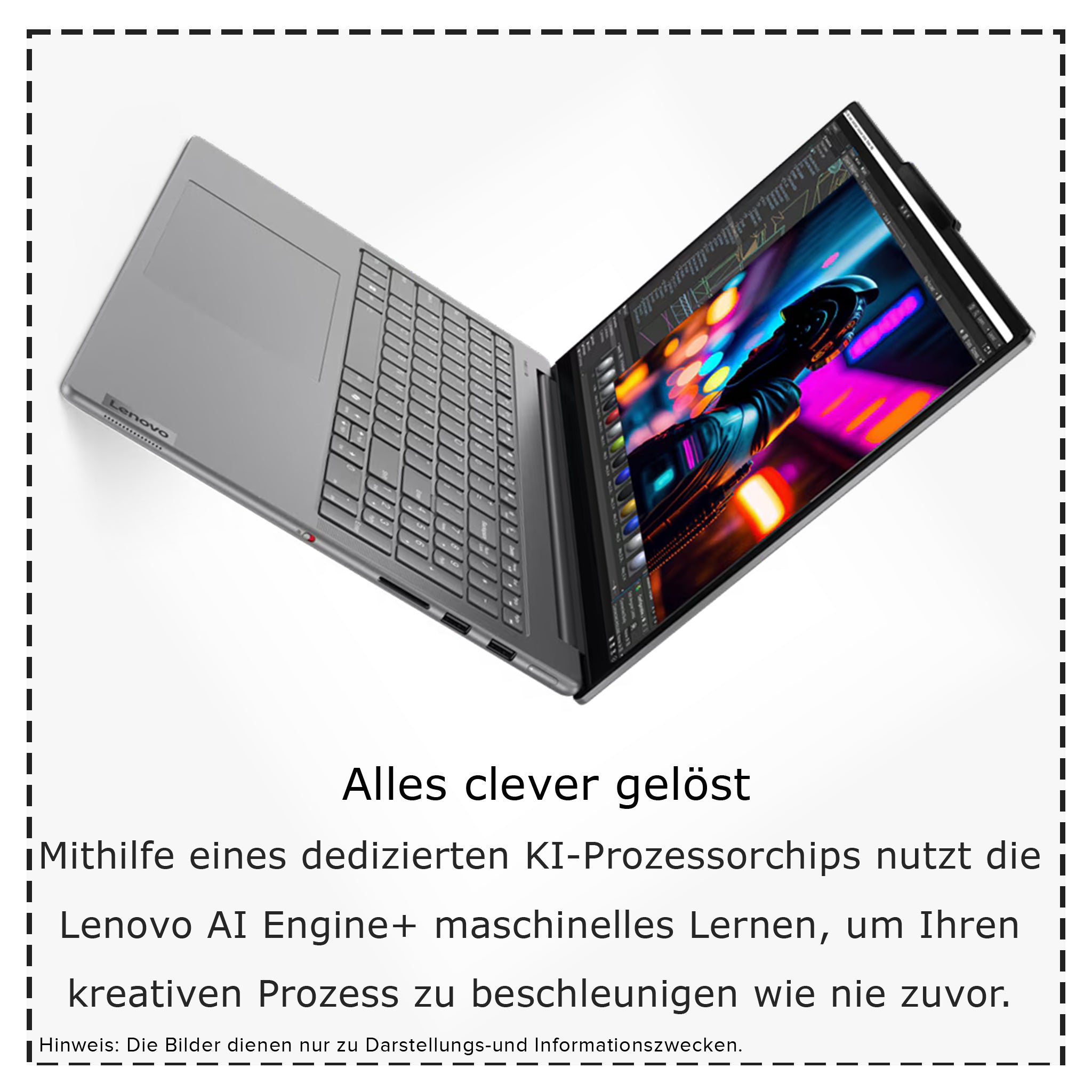 Lenovo Yoga Pro 9i Business Laptop, Ultra 9-185H, 16" 3.2K 165Hz Touch, RTX4070, QWERTZ, AI Ready Tastatur, W11Home