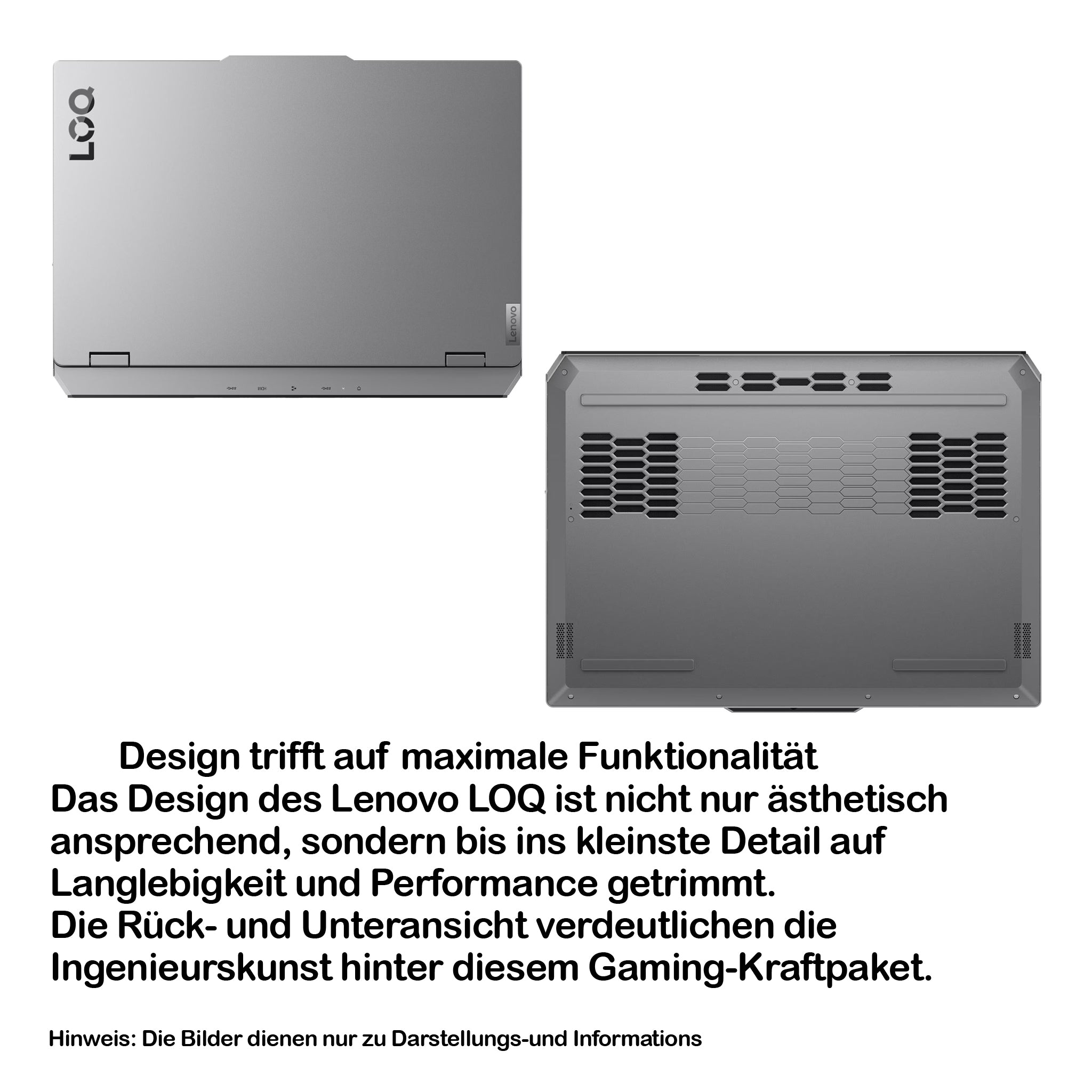 Lenovo LOQ 15IRX10 Gaming Laptop, Core i5-13450HX, 15.6" FHD (1920x1080) Display, GeForce RTX 5060, Deutsches Tastatur-Layout, Luna Grau