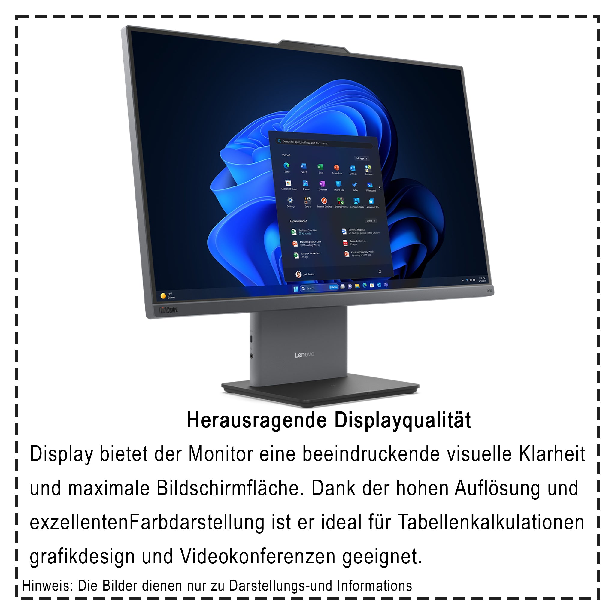 Lenovo ThinkCentre All-in-One PC, Core i5-13420H, 27" FHD IPS Display (1920×1080), Graphics, W11 Pro, Deutsches Tastatur-Layout