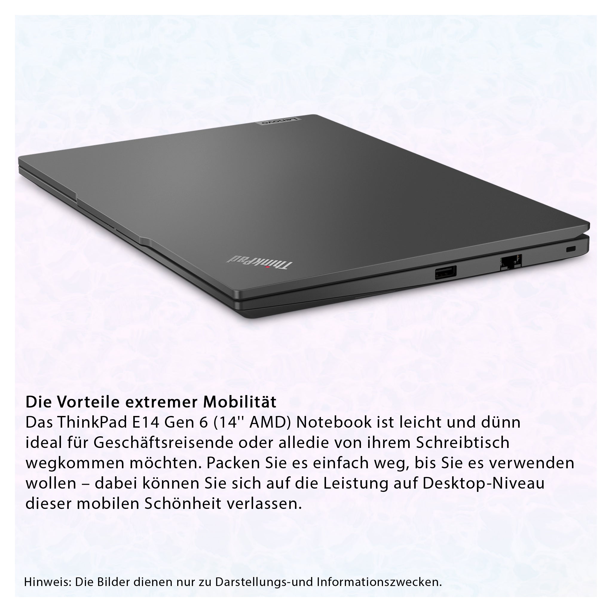 Lenovo Thinkpad E14 Gen 6 Laptop, Ryzen 7 7735HS, 14" WUXGA (1920x1200), Deutsches Tastatur-Layout, W11 Pro