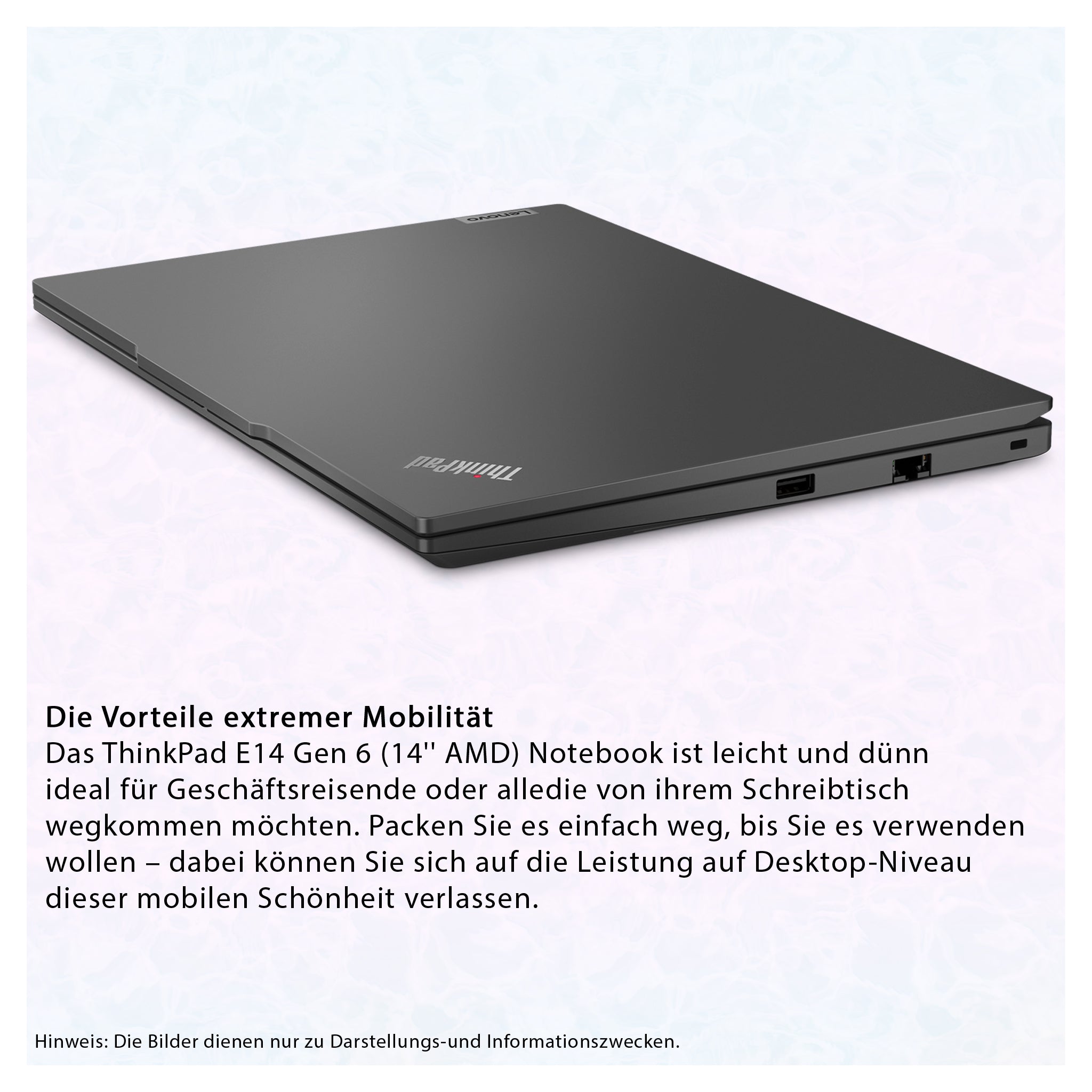 Lenovo ThinkPad E14 Gen6 Business Laptop, Core Ultra 5 125H, 14" IPS (1920x1200) Display, Intel Graphics, Deutsches Tastatur-Layout, W11 Pro, Schwarz