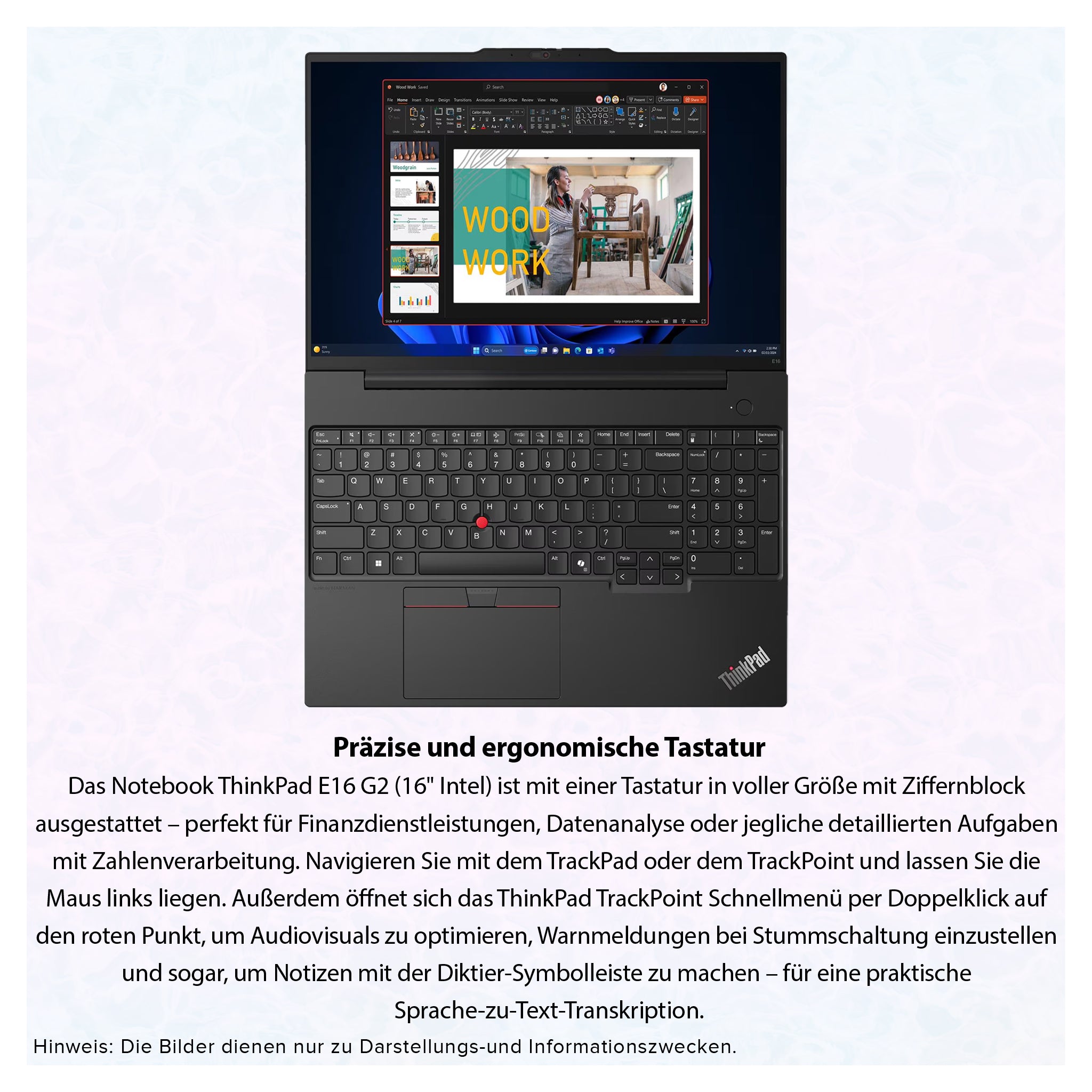 Lenovo ThinkPad E16 Gen 2 Laptop, Ultra 5-125U, 16" QWERTZ Tastatur, W11 Pro