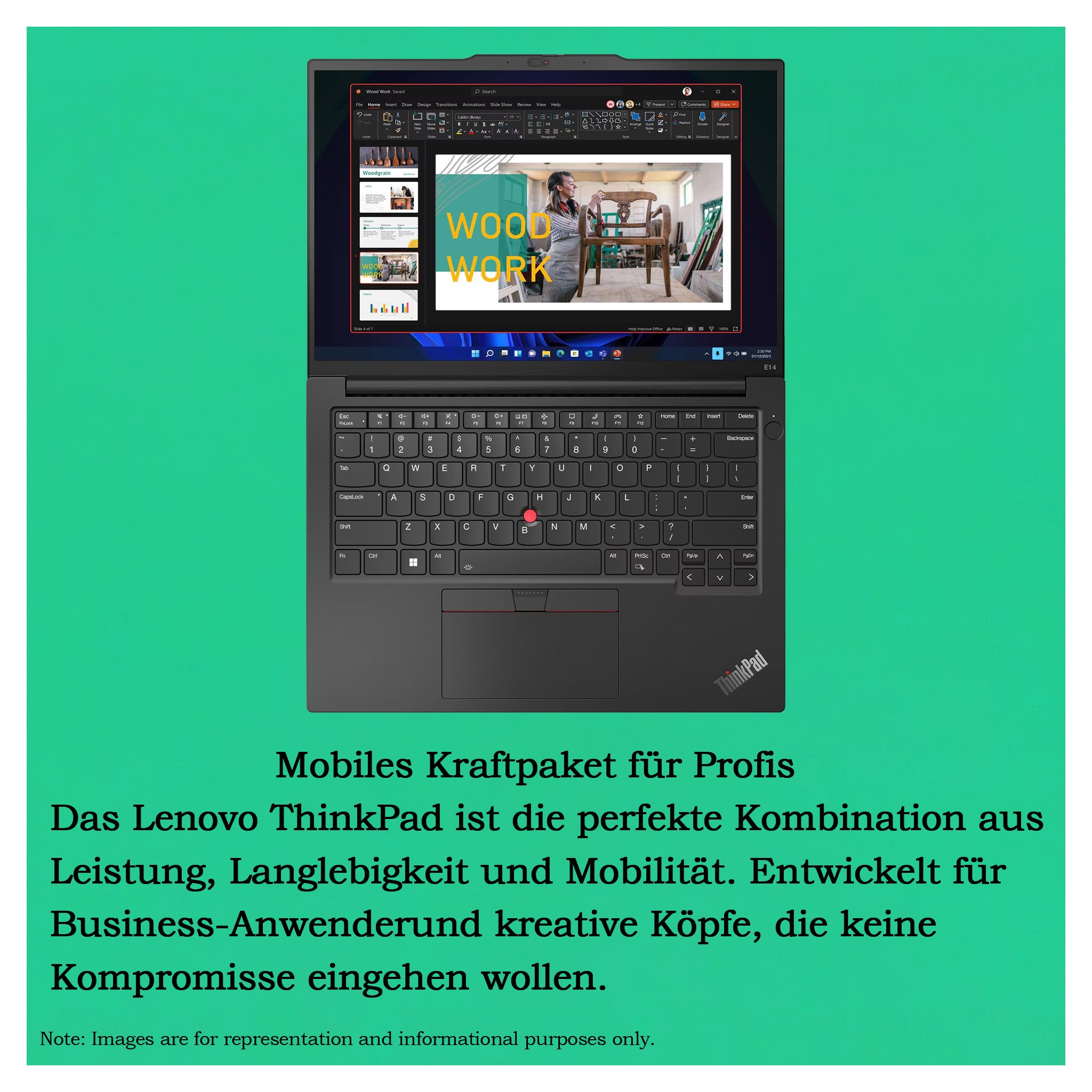 Lenovo ThinkPad E14 Gen 5 Business Laptop, Ryzen 5 7530U, 14" WUXGA (1920x1200) Display, Radeon Graphics, Deutsches Tastatur-Layout, W11 Pro, Schwarz
