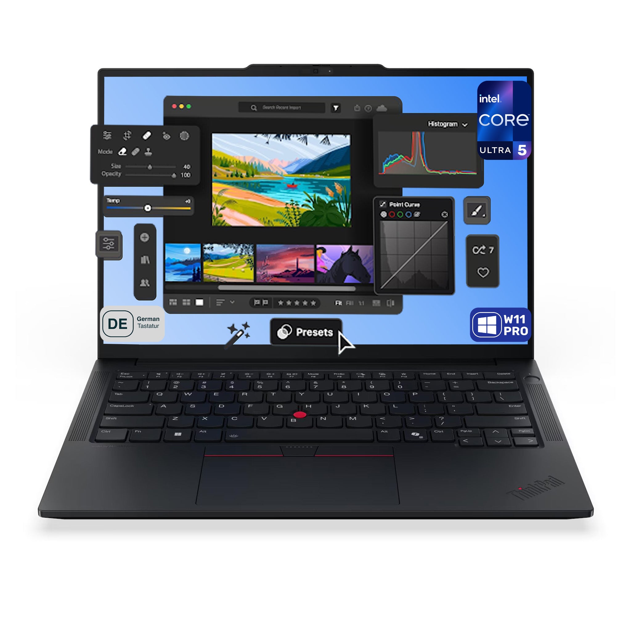 Lenovo ThinkPad E14 Gen 7 Business Laptop, Core Ultra 5 226V, 14" WUXGA (1920x1200) IPS Display, Integrated Intel Arc Graphics 130V, Deutsches Tastatur-Layout, W11 Pro, Schwarz