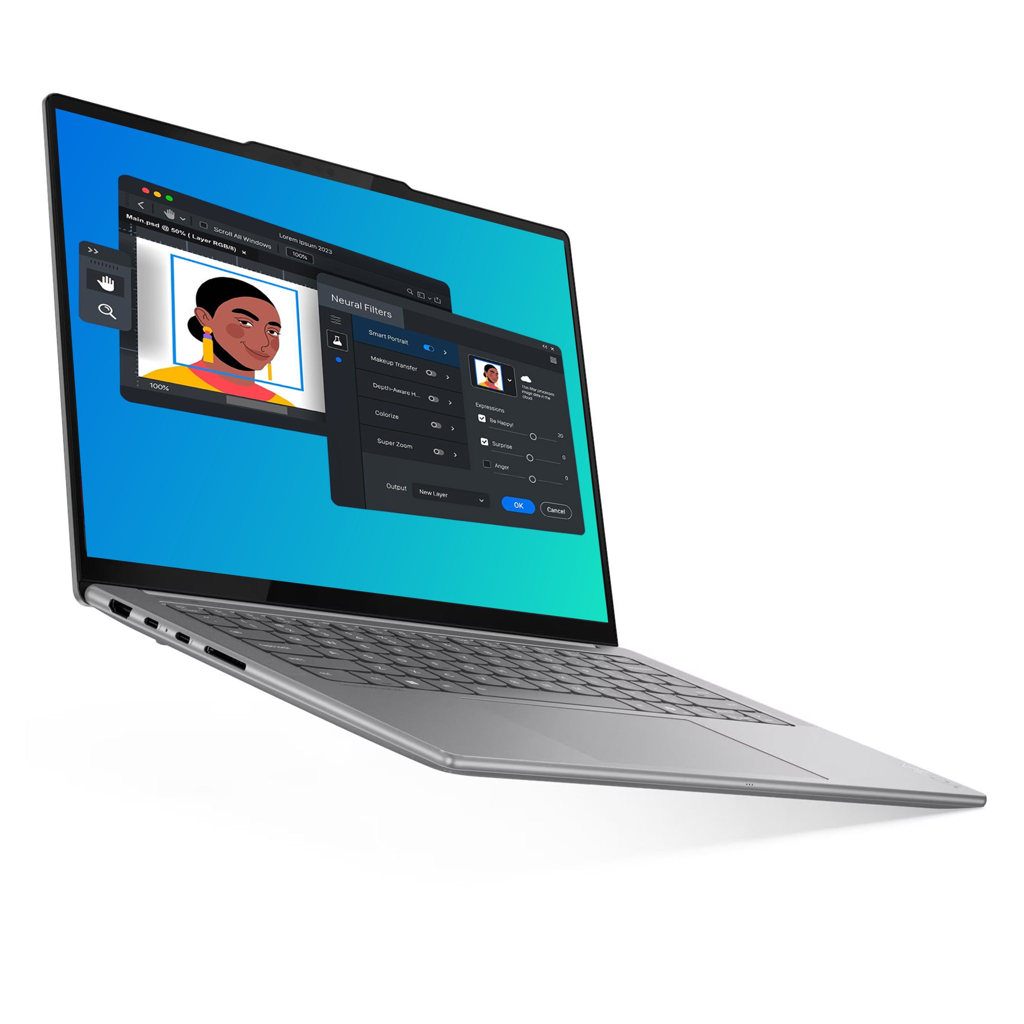 Lenovo Yoga Pro 7i Aura Edition AI Laptop, Core Ultra 9 285H, 14.5" 3K (3000x1876) OLED Touchscreen Display, Integrated Intel Arc 140T GPU, Deutsches Tastatur-Layout, W11 Pro, Luna Grey