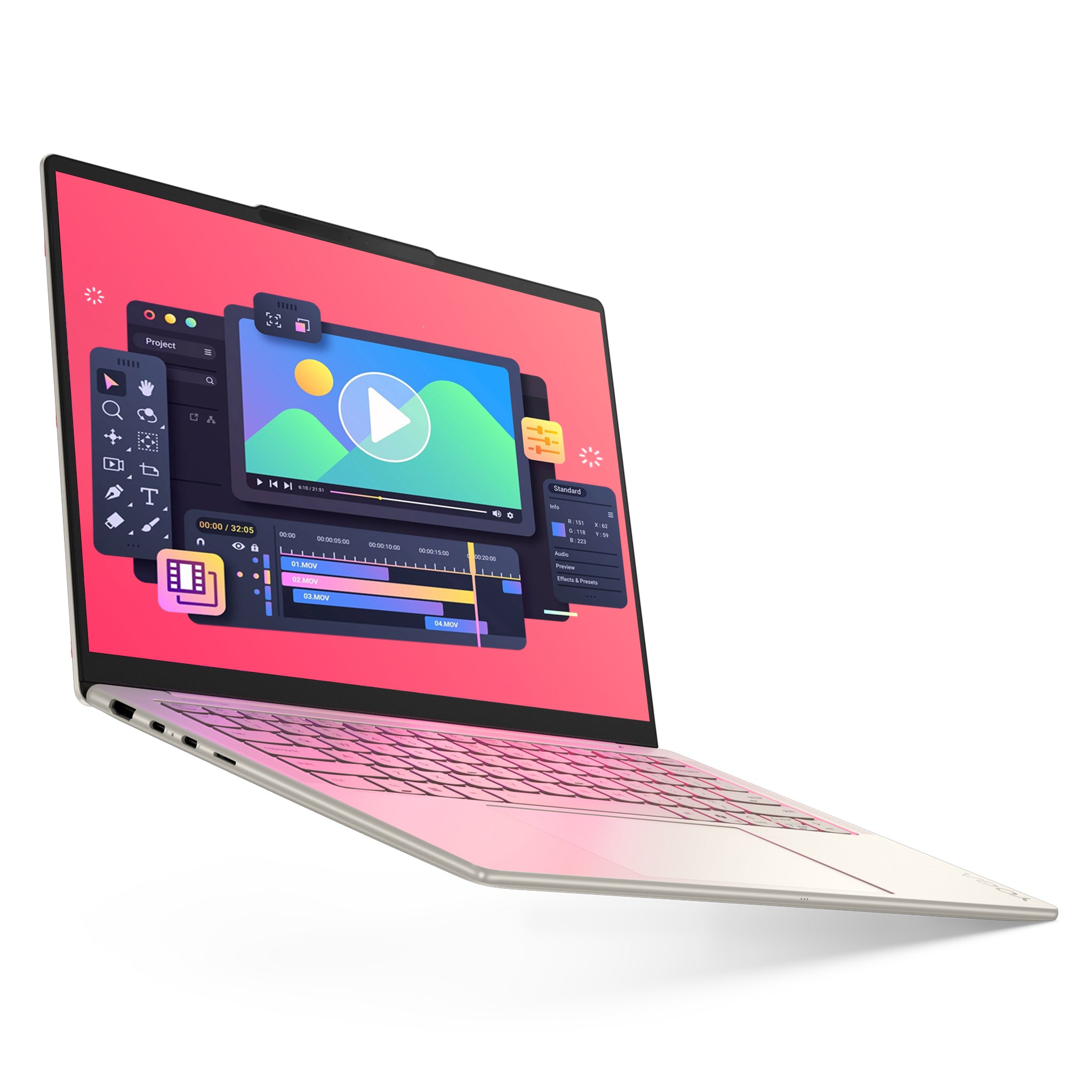 Lenovo Yoga Slim 7i Aura Edition Laptop, Core Ultra 5 226V, 14" WUXGA (1920x1200) OLED Display, Integrated Intel Arc Graphics 130V, Deutsches Tastatur-Layout, W11 Home, Seashell