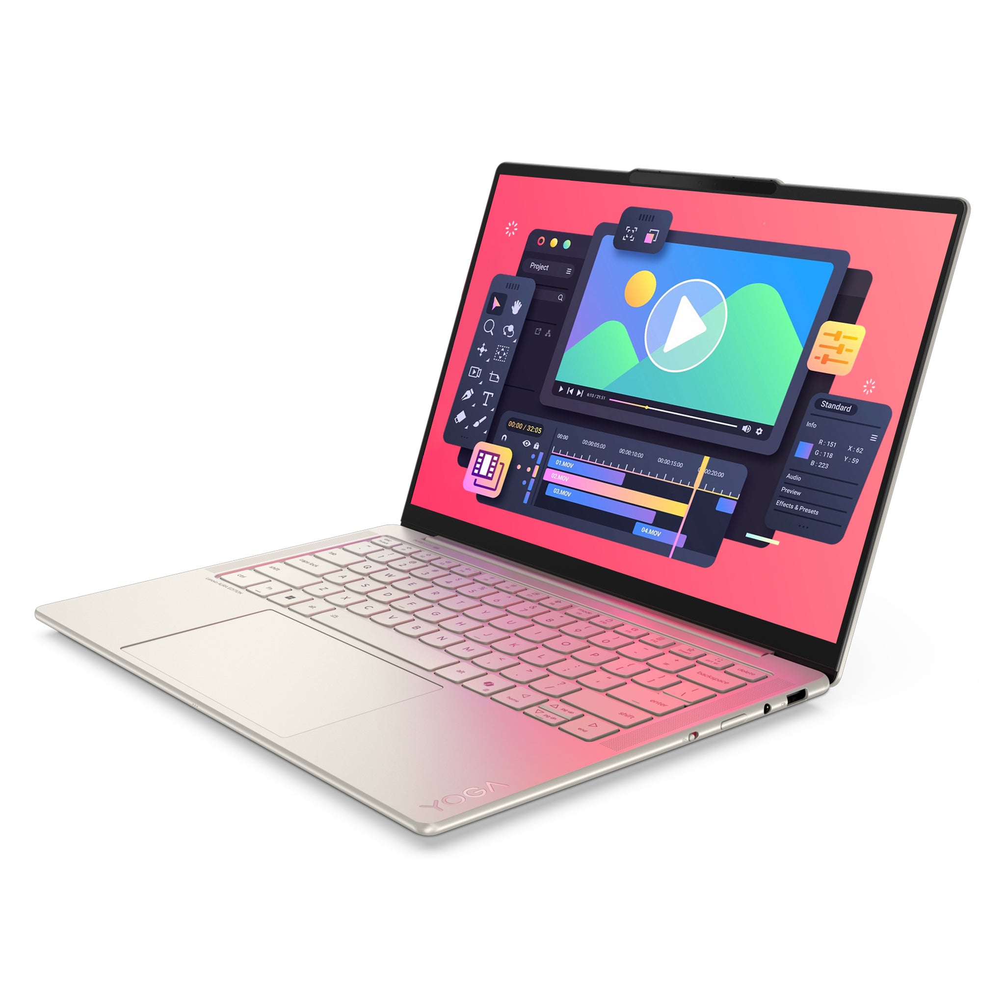 Lenovo Yoga Slim 7i Aura Edition Laptop, Core Ultra 5 226V, 14" WUXGA (1920x1200) OLED Display, Integrated Intel Arc Graphics 130V, Deutsches Tastatur-Layout, W11 Home, Seashell