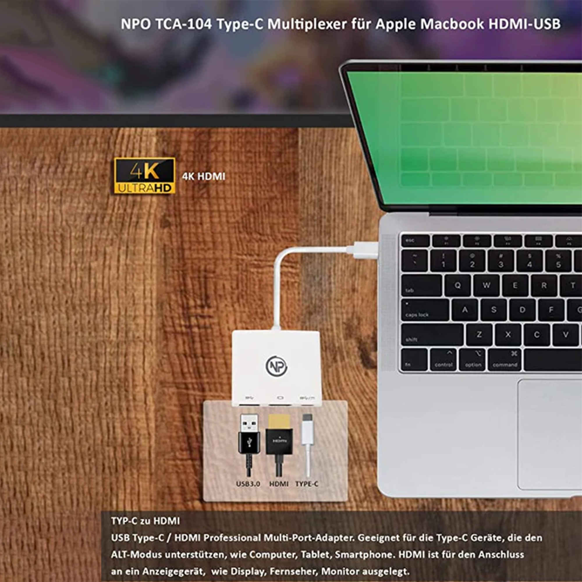 NPO TCA-104 MUF82ZM HDMI-Adapter, 3in1 USB-Kameraadapter mit 1080P Digital AV HDMI-Adapter+Ladesplitter, unterstützt USB-Flash-Laufwerk, Maus