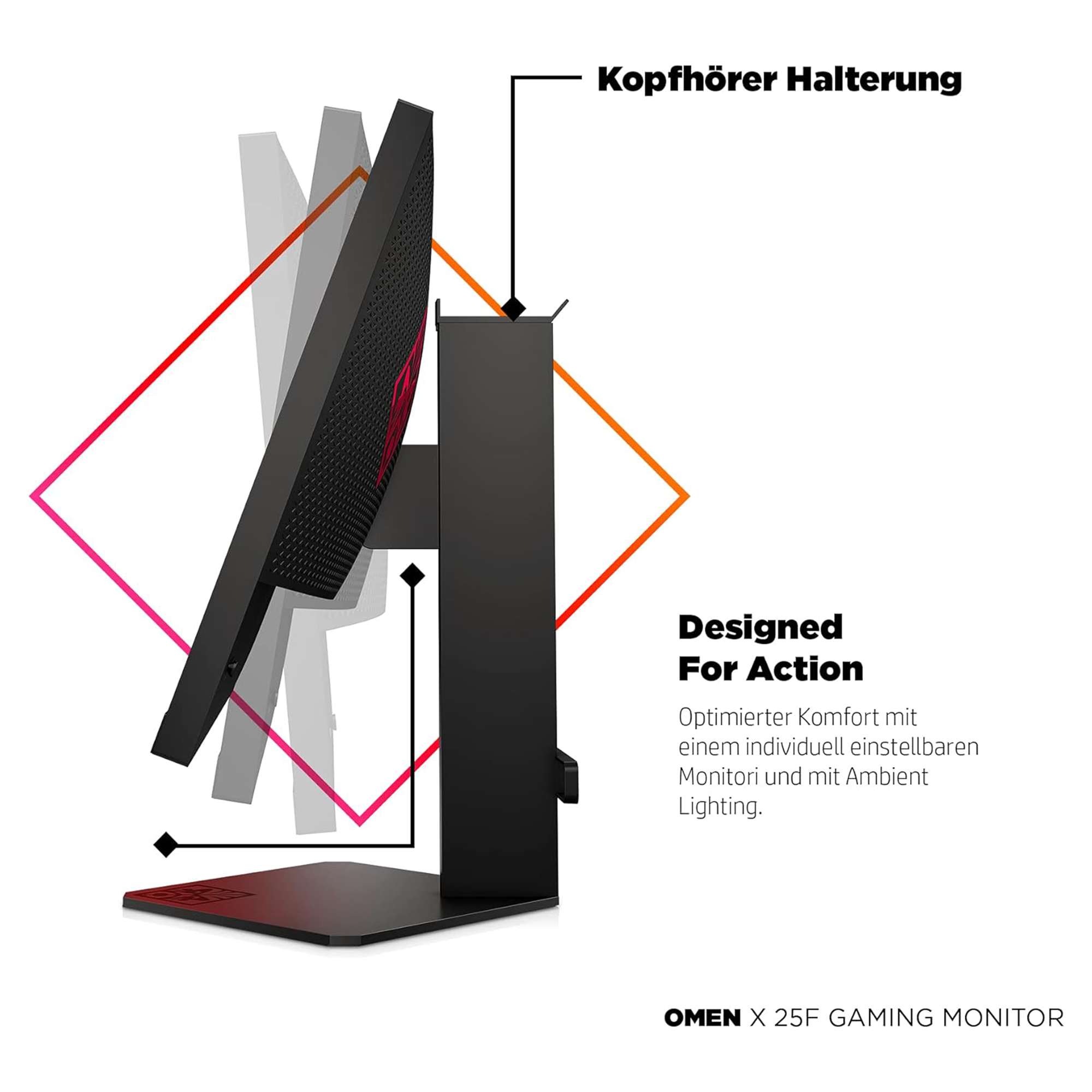 HP OMEN X 27 Gaming Monitor - 27 Zoll Bildschirm, QHD Display, HDR, 240Hz, AMD FreeSync, HDMI, DisplayPort, 2xUSB, 1ms Reaktionszeit, höhenverstellbar, schwarz
