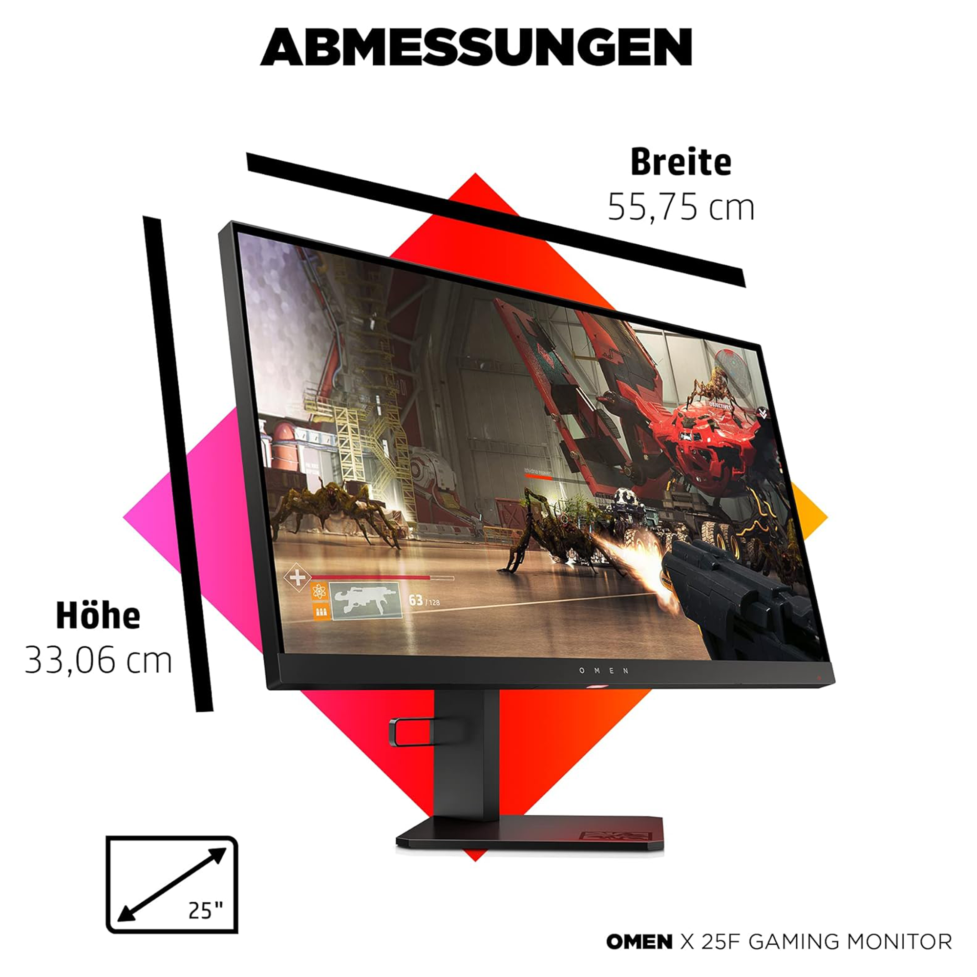 HP OMEN X 27 Gaming Monitor - 27 Zoll Bildschirm, QHD Display, HDR, 240Hz, AMD FreeSync, HDMI, DisplayPort, 2xUSB, 1ms Reaktionszeit, höhenverstellbar, schwarz