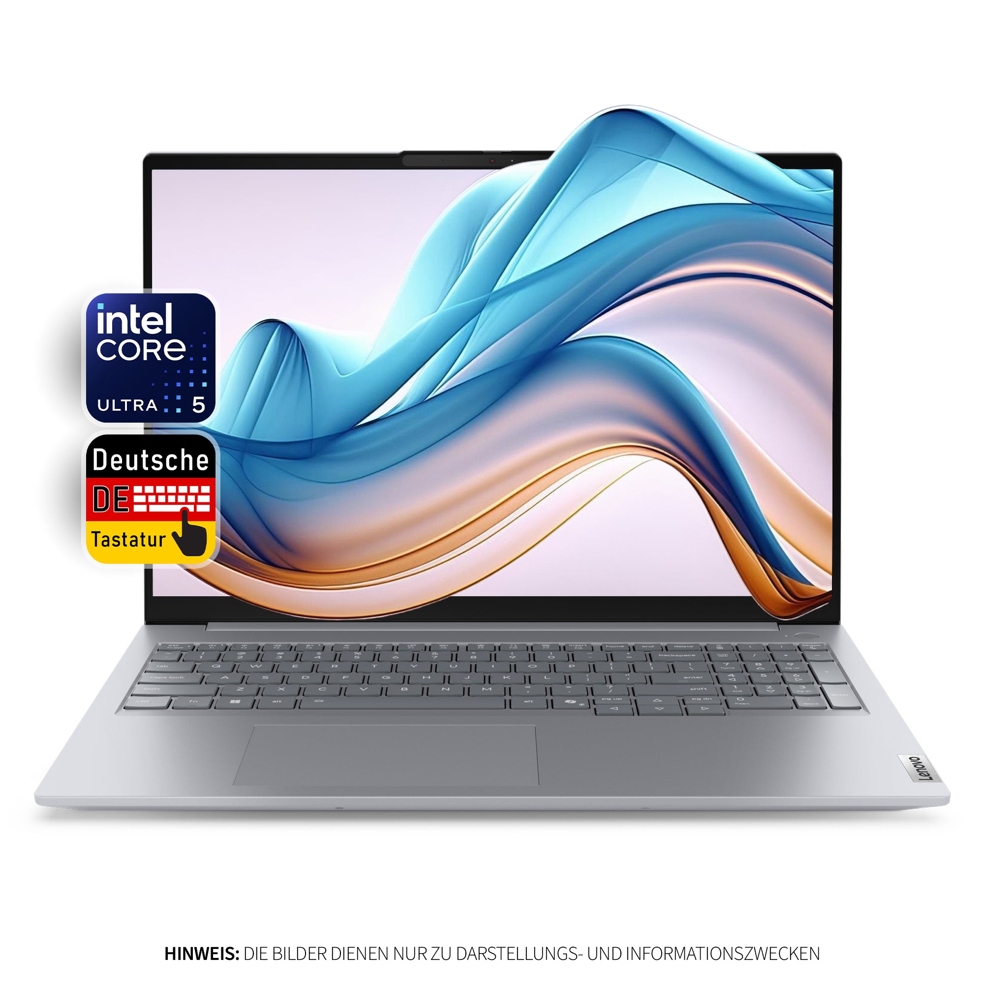 Lenovo ThinBook 16 Gen 8 Laptop, Intel Core Ultra 5 225U, 32 GB DDR5 RAM, 1 TB PCIe SSD, 16" WUXGA IPS Display, Deutsches Tastatur-Layout, W11 Pro, Arctic Grau