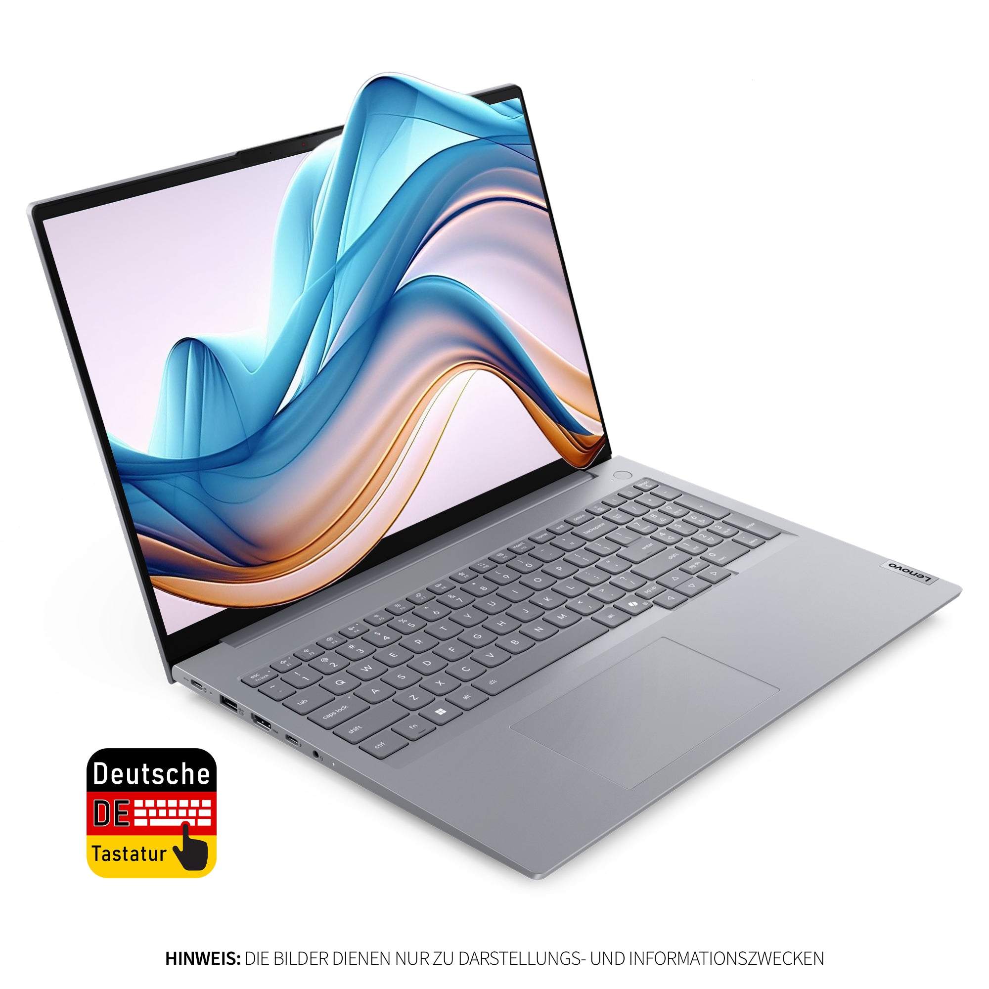 Lenovo ThinBook 16 Gen 8 Laptop, Intel Core Ultra 5 225U, 32 GB DDR5 RAM, 1 TB PCIe SSD, 16" WUXGA IPS Display, Deutsches Tastatur-Layout, W11 Pro, Arctic Grau