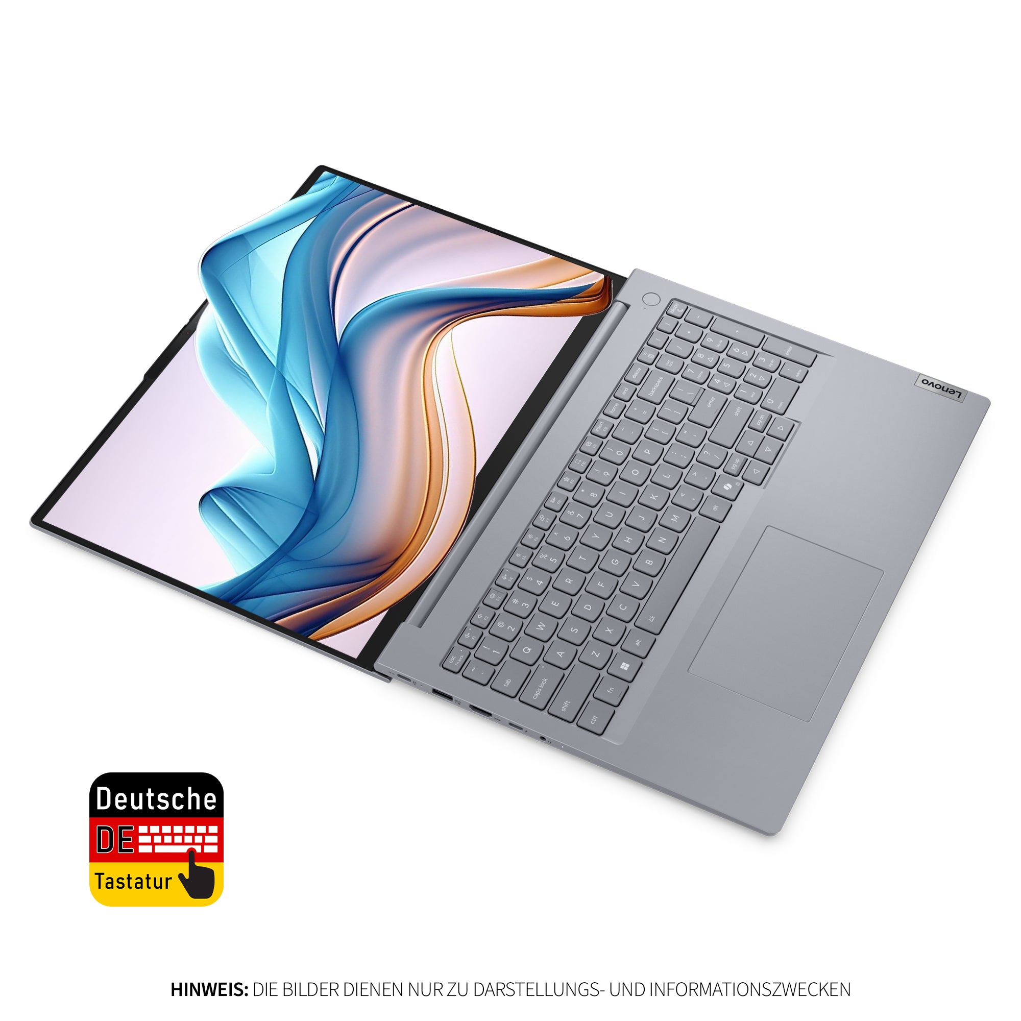 Lenovo ThinBook 16 Gen 8 Laptop, Intel Core Ultra 5 225U, 32 GB DDR5 RAM, 1 TB PCIe SSD, 16" WUXGA IPS Display, Deutsches Tastatur-Layout, W11 Pro, Arctic Grau