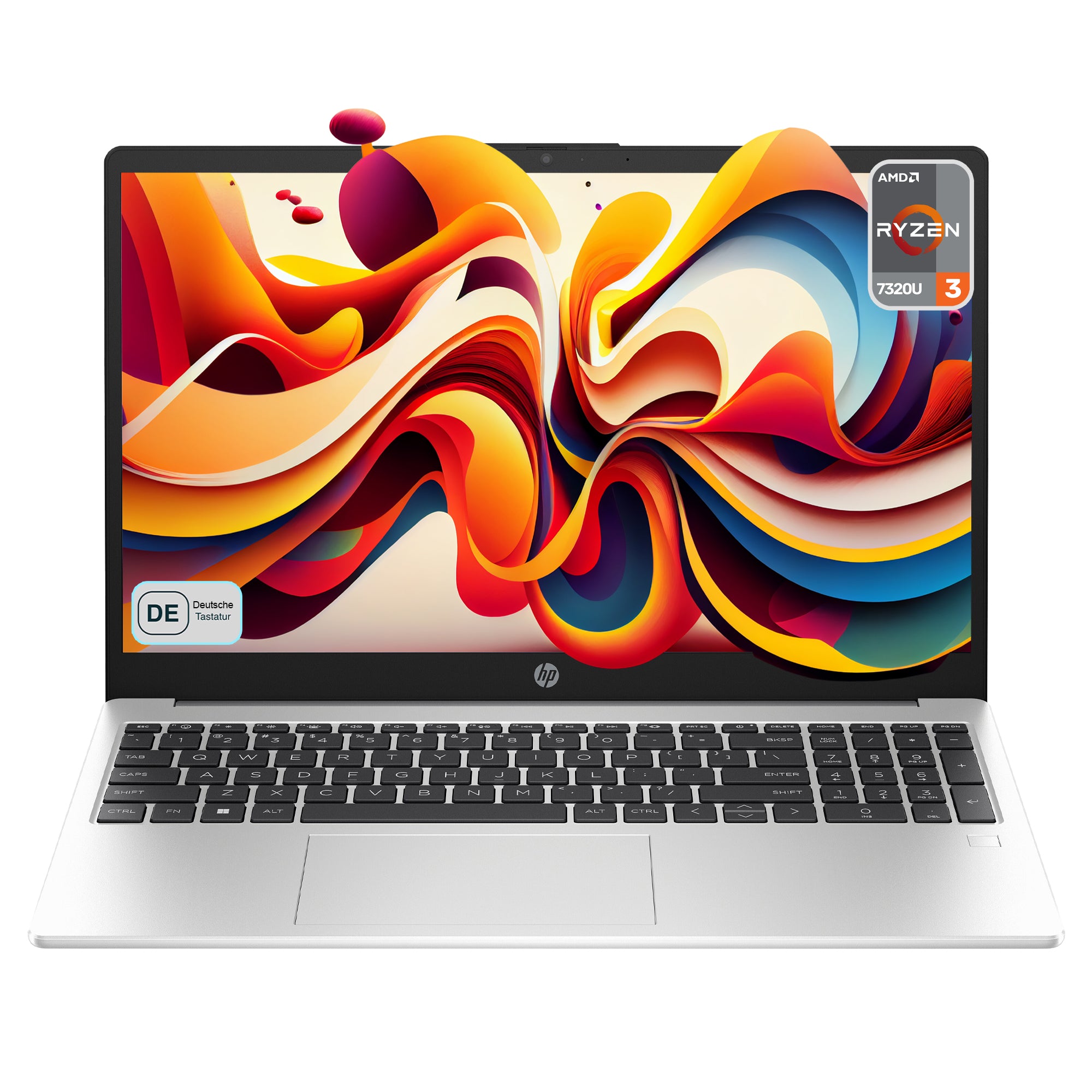 HP 255 G10 Business Laptop, AMD Ryzen™ 3 7320U, 15.6" Full HD (1920x1080), AMD Radeon 610M, Wi-Fi 6, Deutsches Tastatur Layout, Windows 11 Home, Silber