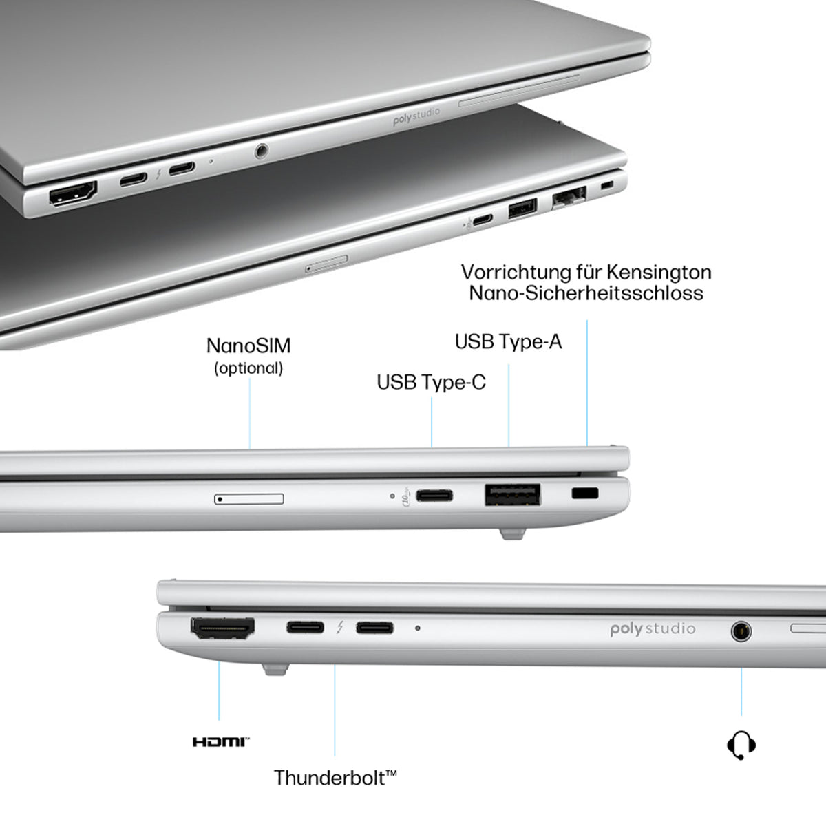 HP EliteBook 8 G1i Business Laptop, Intel Core Ultra 5 225U, 16″ WUXGA IPS (1920 × 1200), Deutsches Tastaturlayout, Windows 11 Pro, Silber