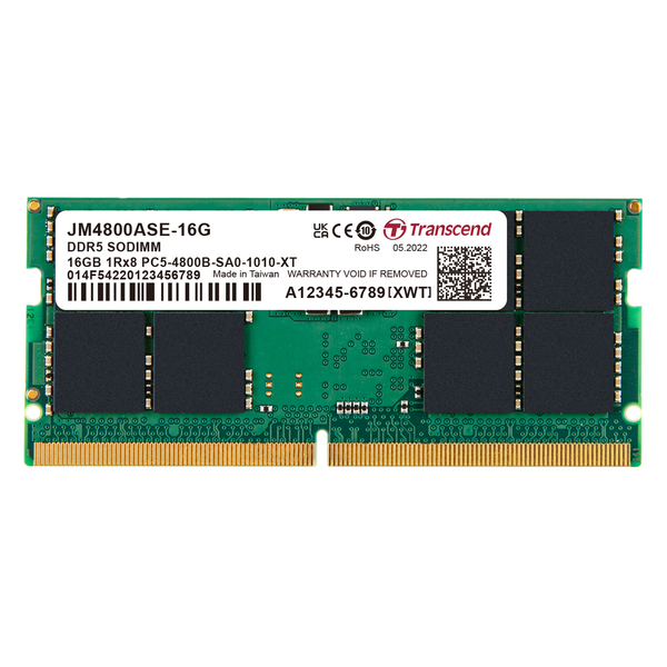 Transcend JM4800ASE-16G 16GB JM DDR5 4800 SO-DIMM 1Rx8 2Gx8 CL40 Notebook RAM
