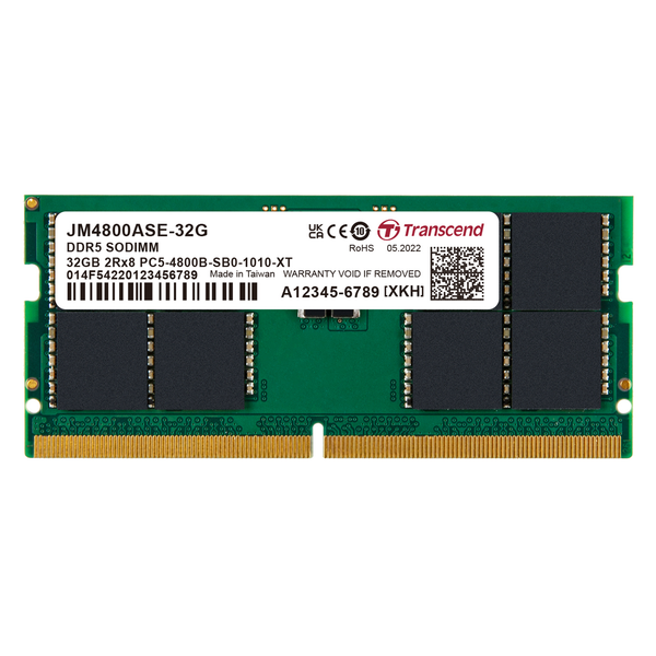Transcend JM4800ASE-32G 32GB JM DDR5 4800 SO-DIMM 2Rx8 2Gx8 CL40 Notebook RAM