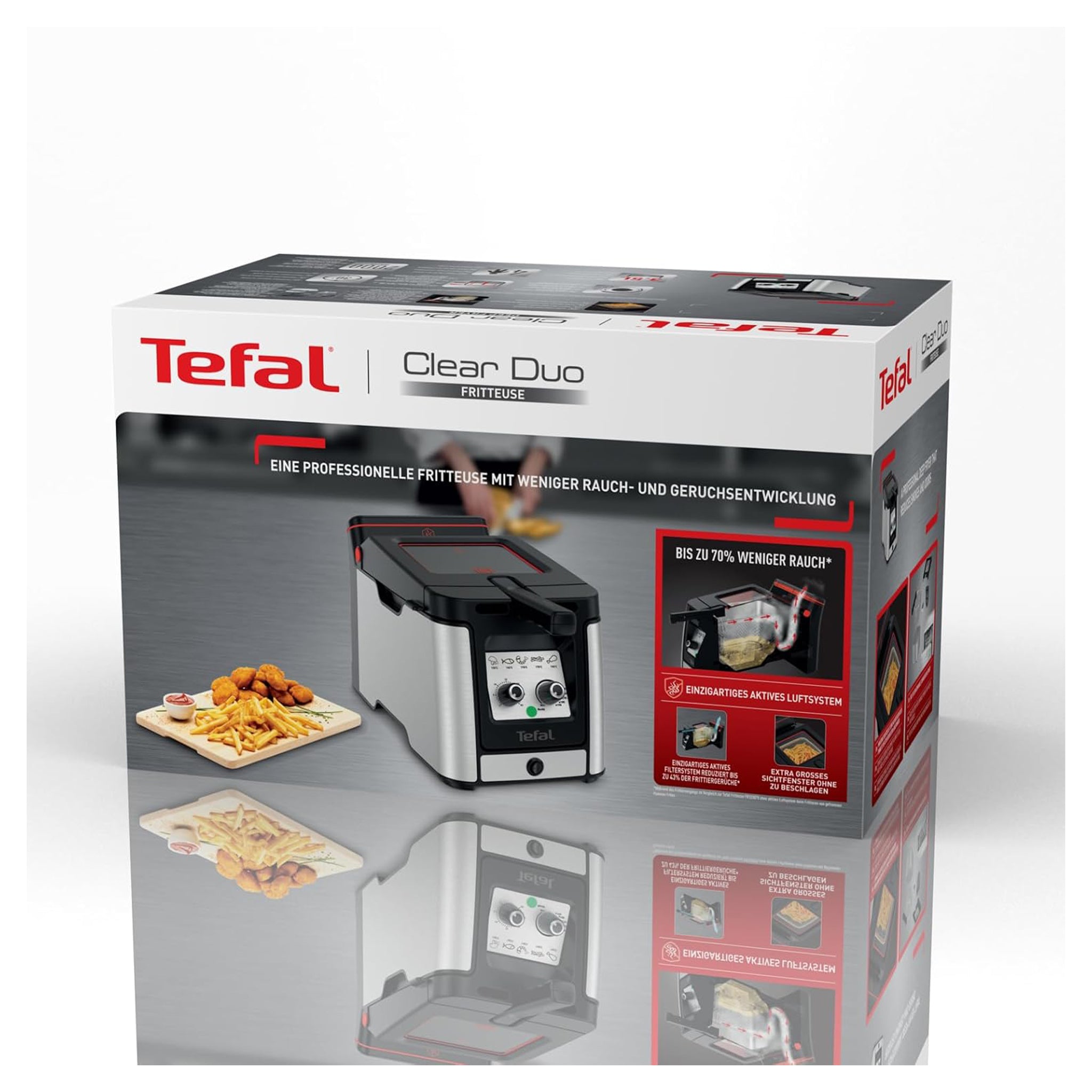 Tefal Clear Duo Fritteuse, frittieren mit weniger Rauch/Gerüchen, Kapazität 1,2 Kg, Friteuse FR600D (Gebraucht-Wie Neu)