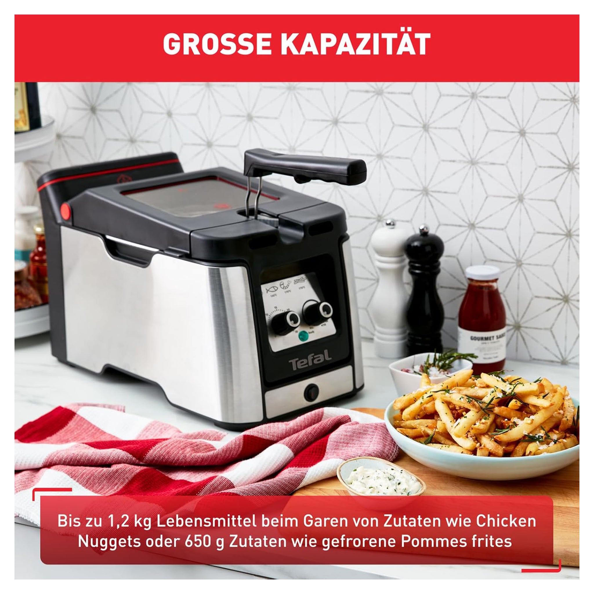 Tefal Clear Duo Fritteuse, frittieren mit weniger Rauch/Gerüchen, Kapazität 1,2 Kg, Friteuse FR600D (Gebraucht-Wie Neu)
