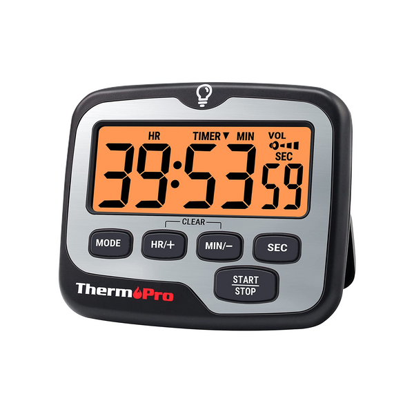 ThermoPro TM01 Küchentimer Kurzzeitmesser Eieruhr mit Uhrzeit Digitaler Timer und Stoppuhr bis 99 Std, 99 min, 59 sek, Alarm Volumen Einstellbar, Magnetaufhängung, Batterien inklusive