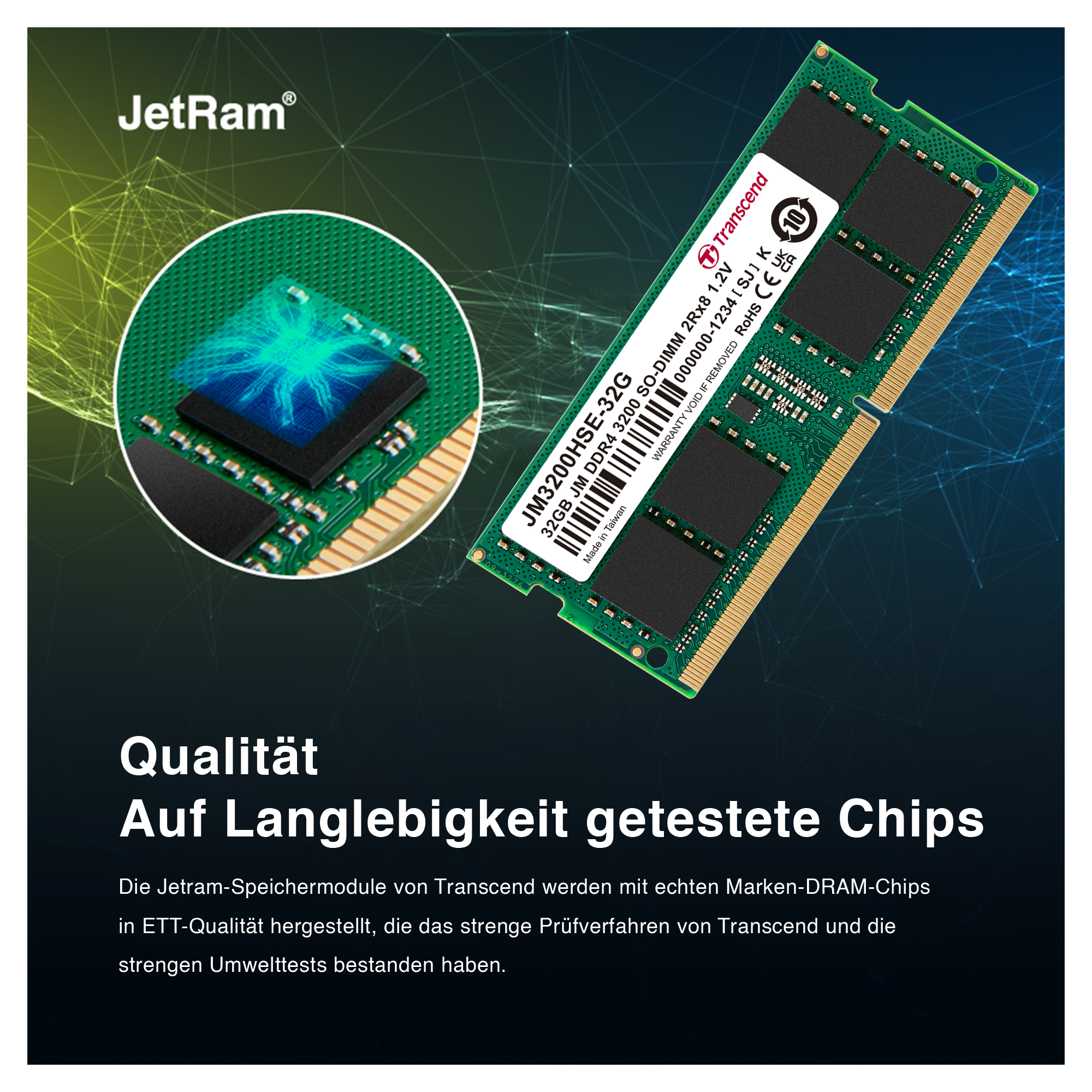 Transcend 32GB JM DDR4 3200 SO-DIMM 2Rx8 2Gx8