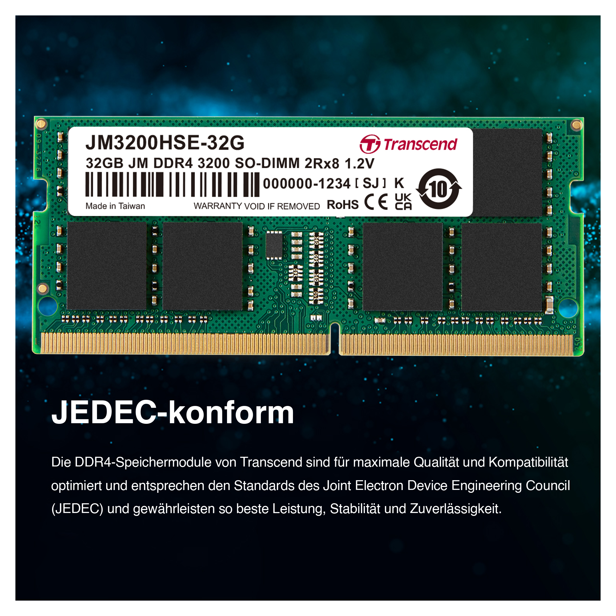 Transcend 32GB JM DDR4 3200 SO-DIMM 2Rx8 2Gx8