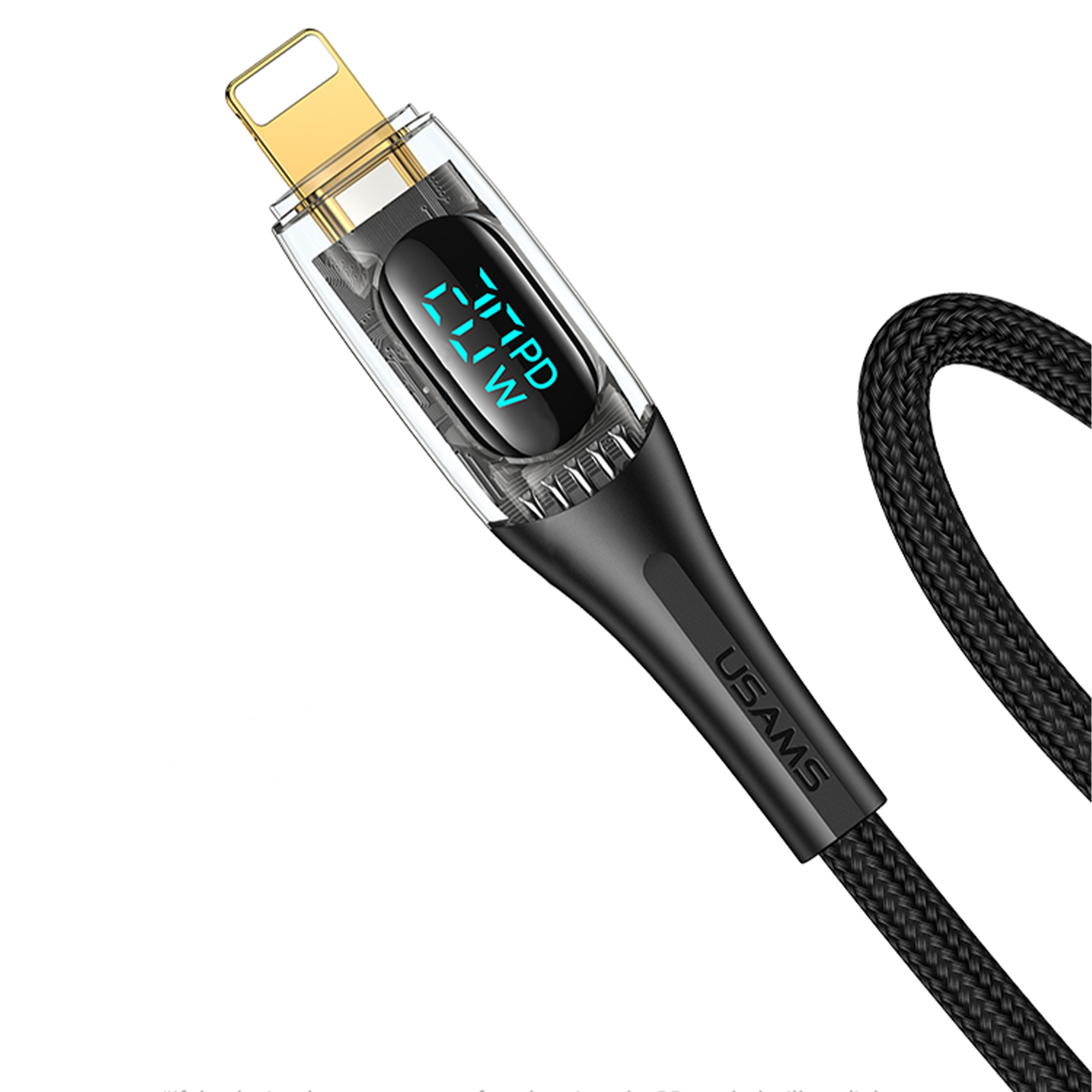 Usams TypeC to Lightning US-SJ588, Digital Display Charge Power, E-marker Smart Chip, Braided, 1.2m PD 20W Type-C, Lightning Fast Charge and Data Cable
