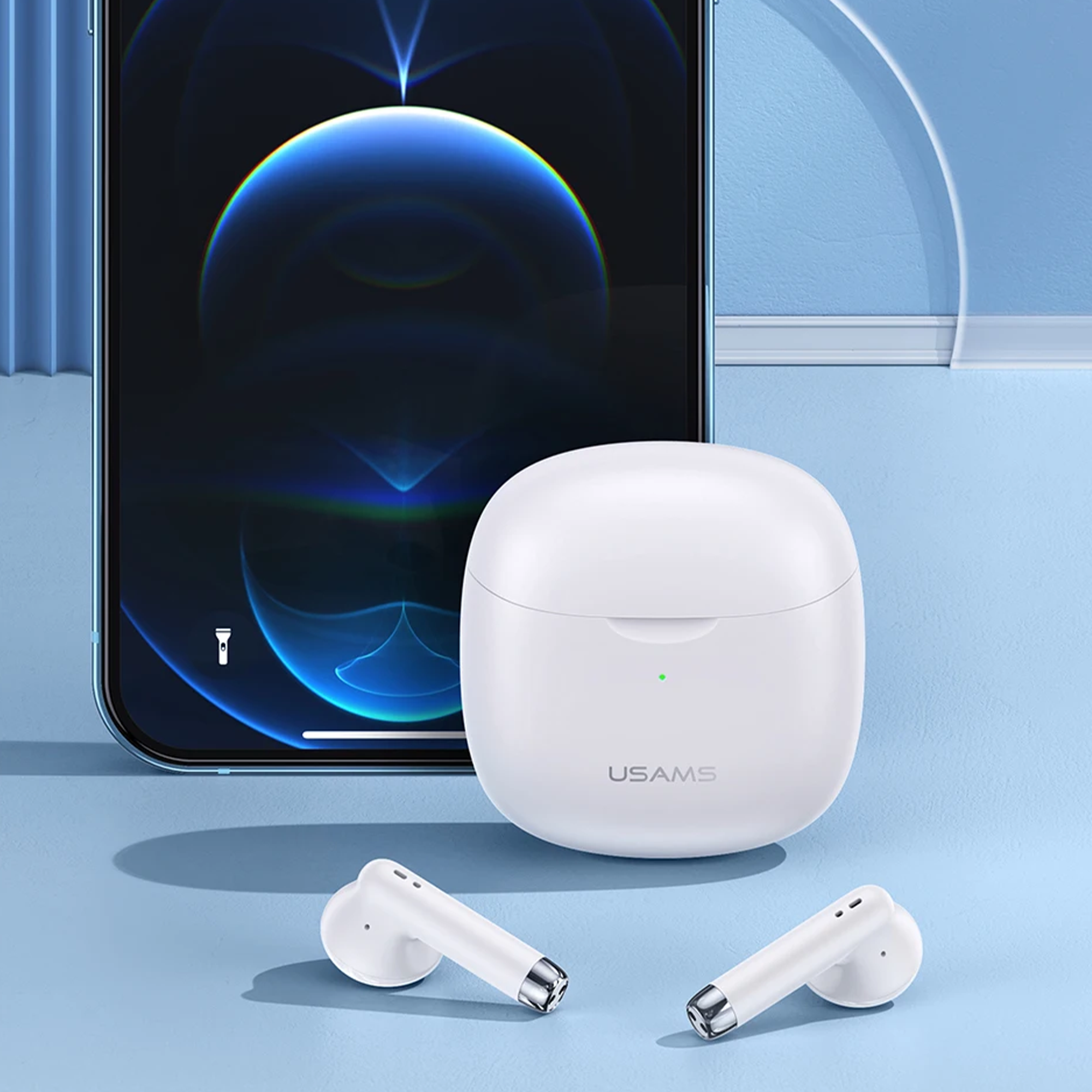 USAMS-IA04 TWS-Ohrhörer mit BT5.0-Bluetooth-Chip. Touch-Steuerung, eingebautes Mikrofon, niedrige Latenz, immersive Musik, Ultra Mini&Light,