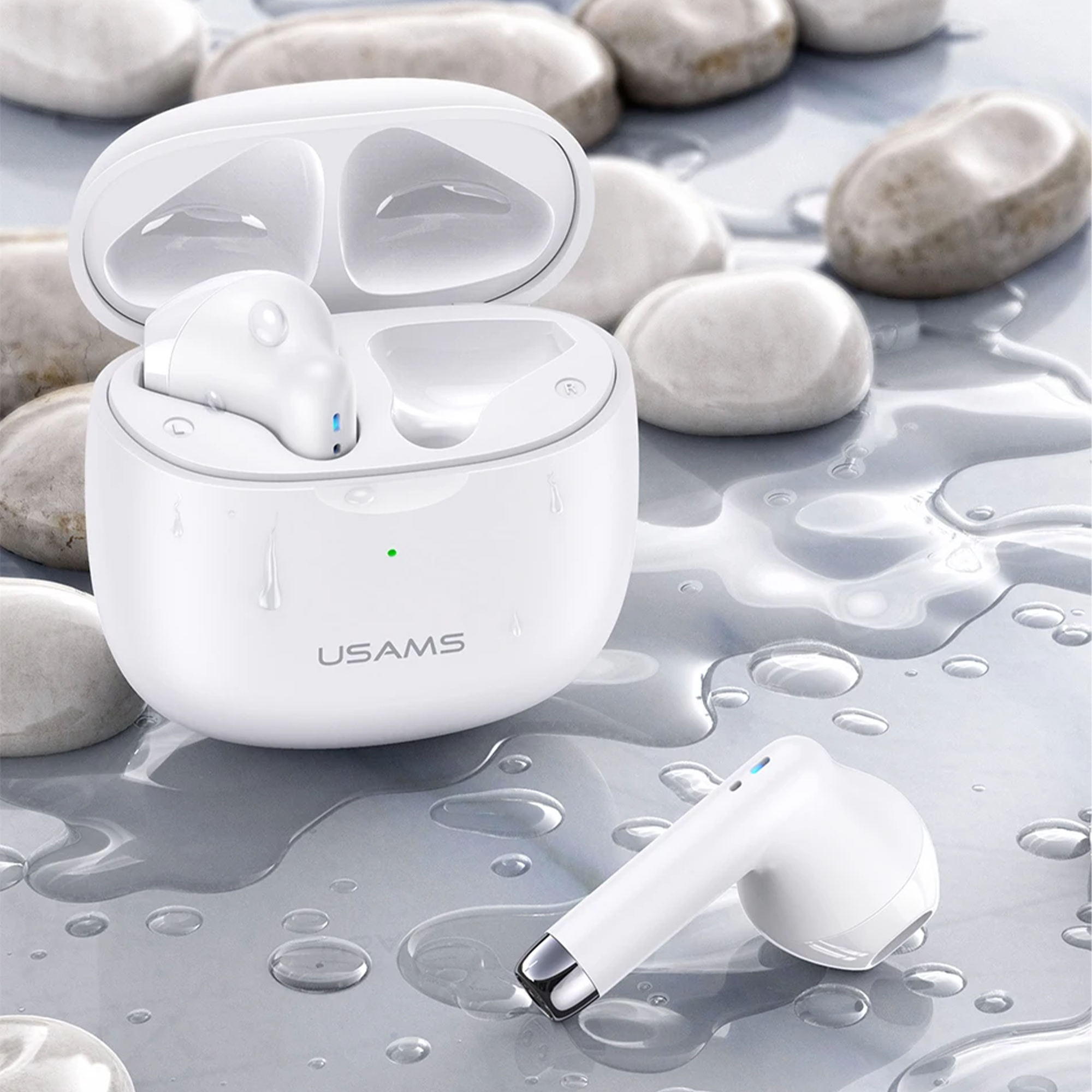USAMS-IA04 TWS-Ohrhörer mit BT5.0-Bluetooth-Chip. Touch-Steuerung, eingebautes Mikrofon, niedrige Latenz, immersive Musik, Ultra Mini&Light,