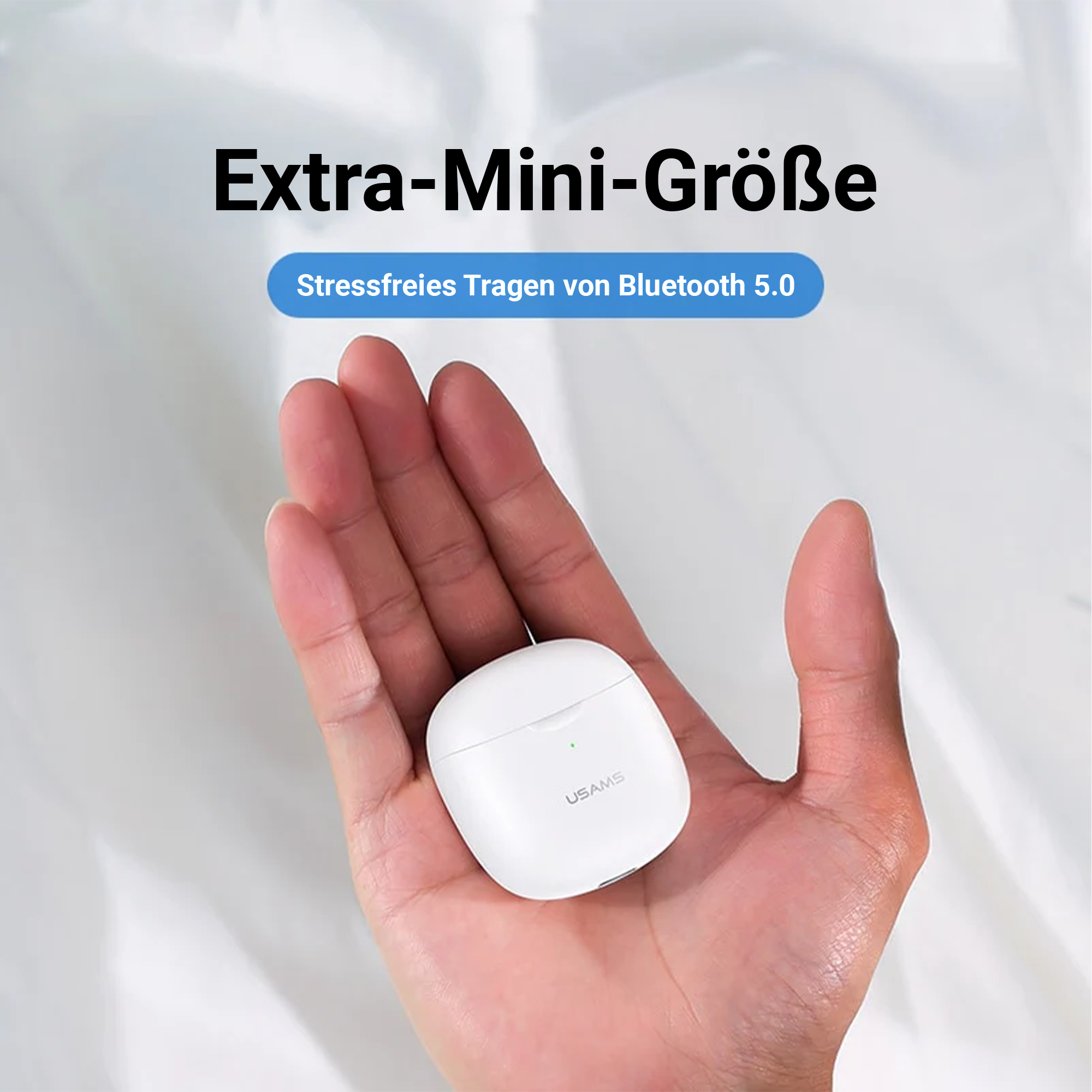 USAMS-IA04 TWS-Ohrhörer mit BT5.0-Bluetooth-Chip. Touch-Steuerung, eingebautes Mikrofon, niedrige Latenz, immersive Musik, Ultra Mini&Light,